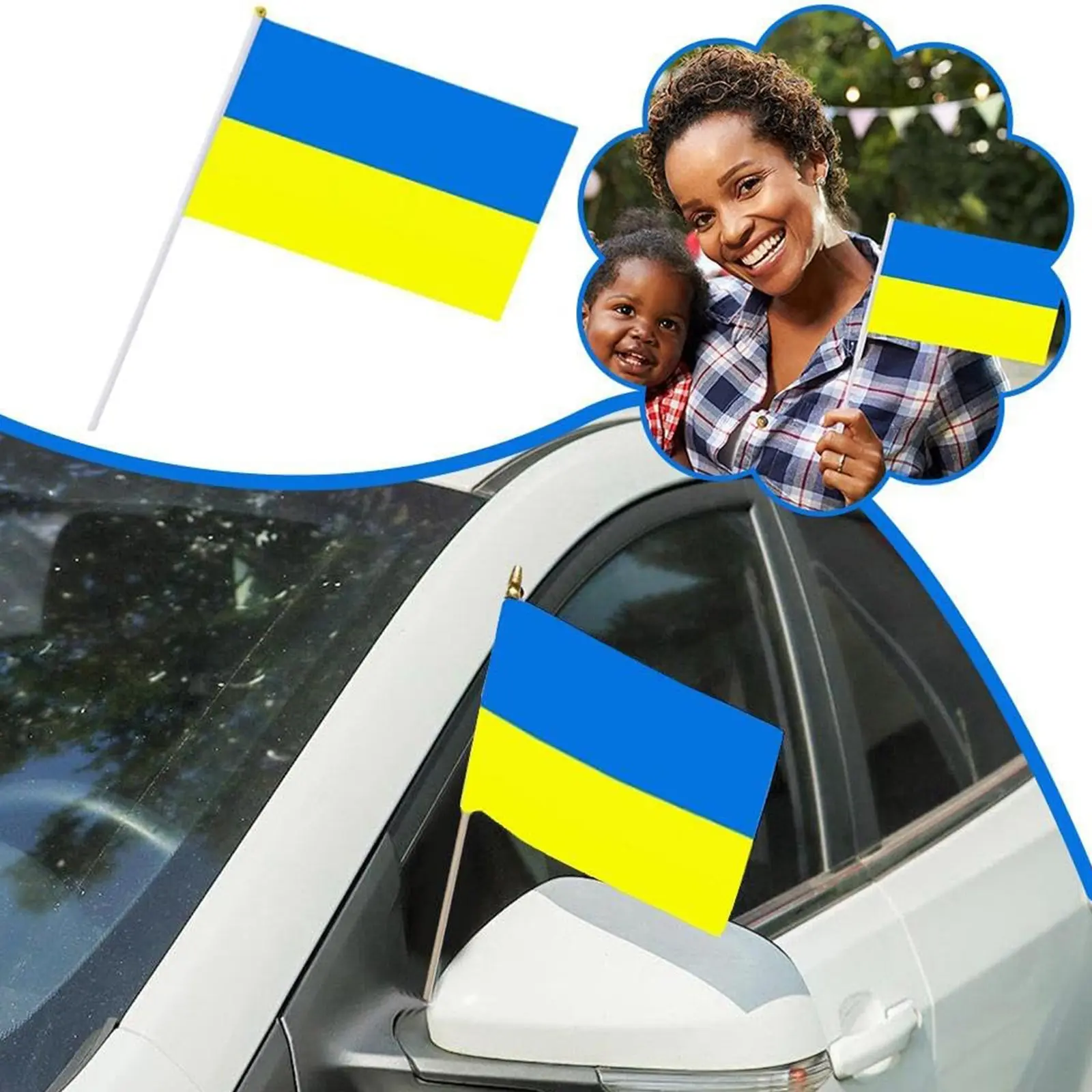 NEW 14x21cm Ukraine Window car flag Ukraine window flag bearer standard-bearer waving flags