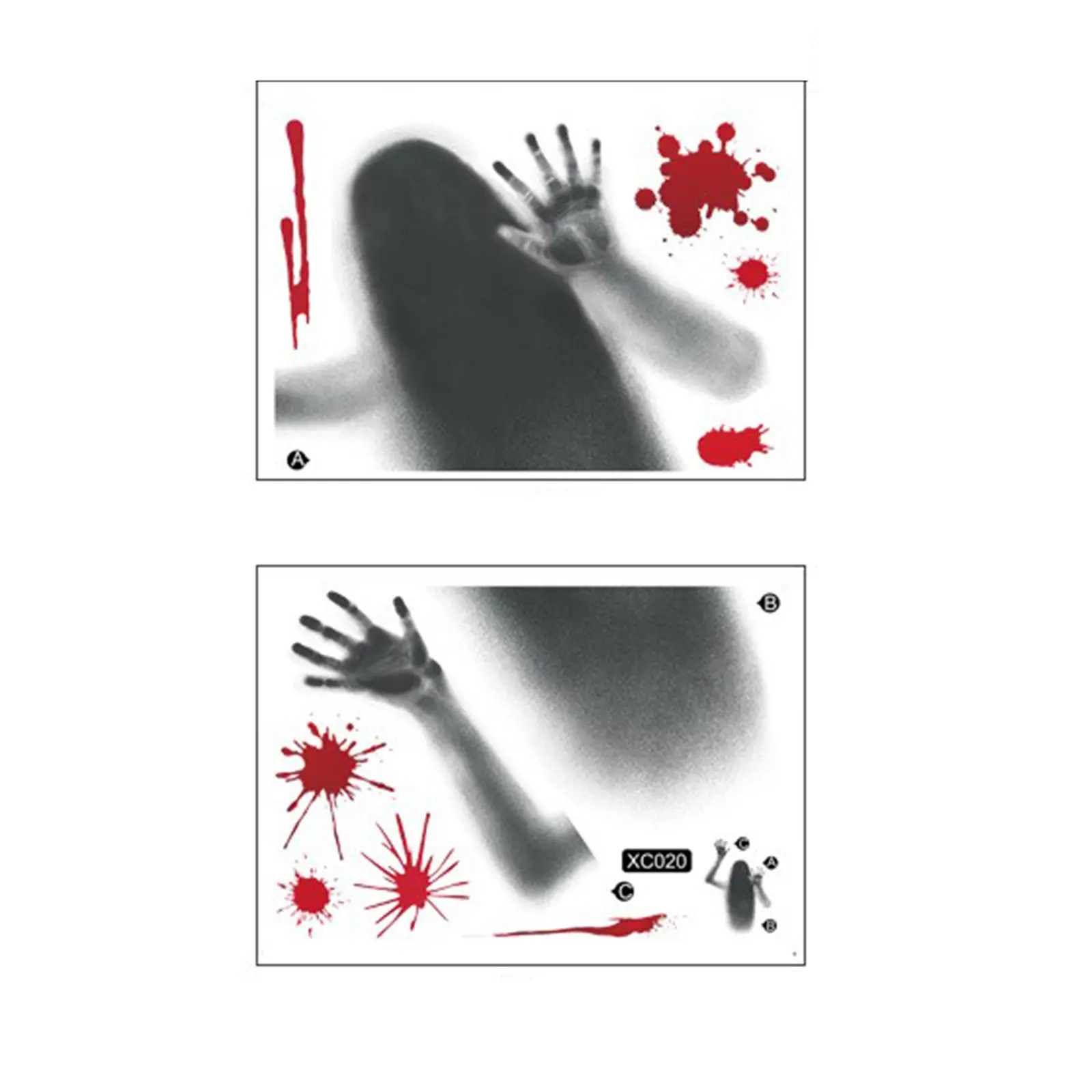 Horror Bloodstain Wall Sticker Handprint Footprint Blood Skull Window Sticker Halloween Decoration 2024 Halloween Scary Sticker