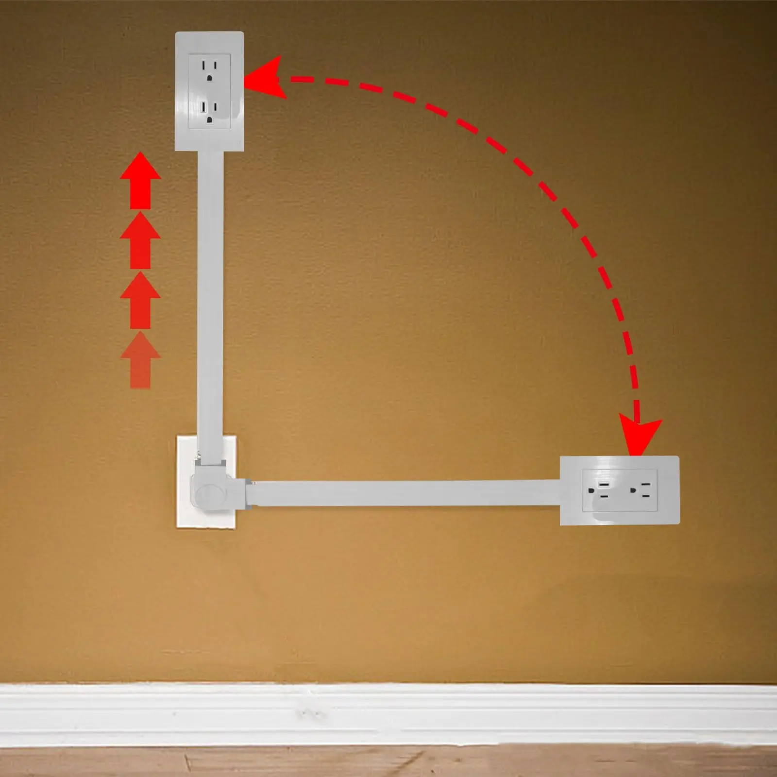 Electrical Extender Access Hard-to-Reach Outlets Features USB-A USB-C And 2 AC Outlets Extends 22in-34in Rotates 180°