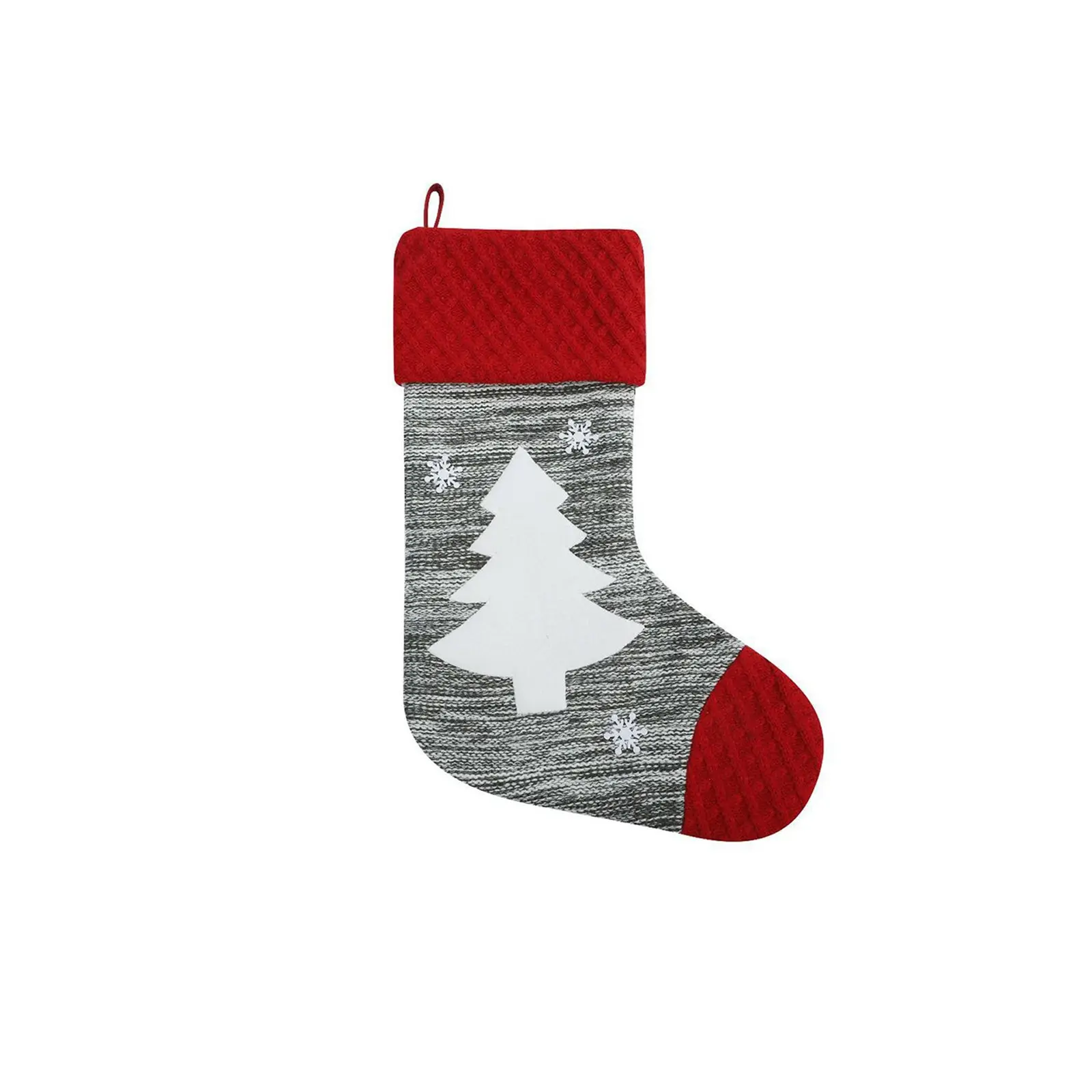 1pc Christmas Knitted Stockings Decor Festival Gift Bag Fireplace Xmas Tree Hanging Ornaments Decor Red White Christmas Sock