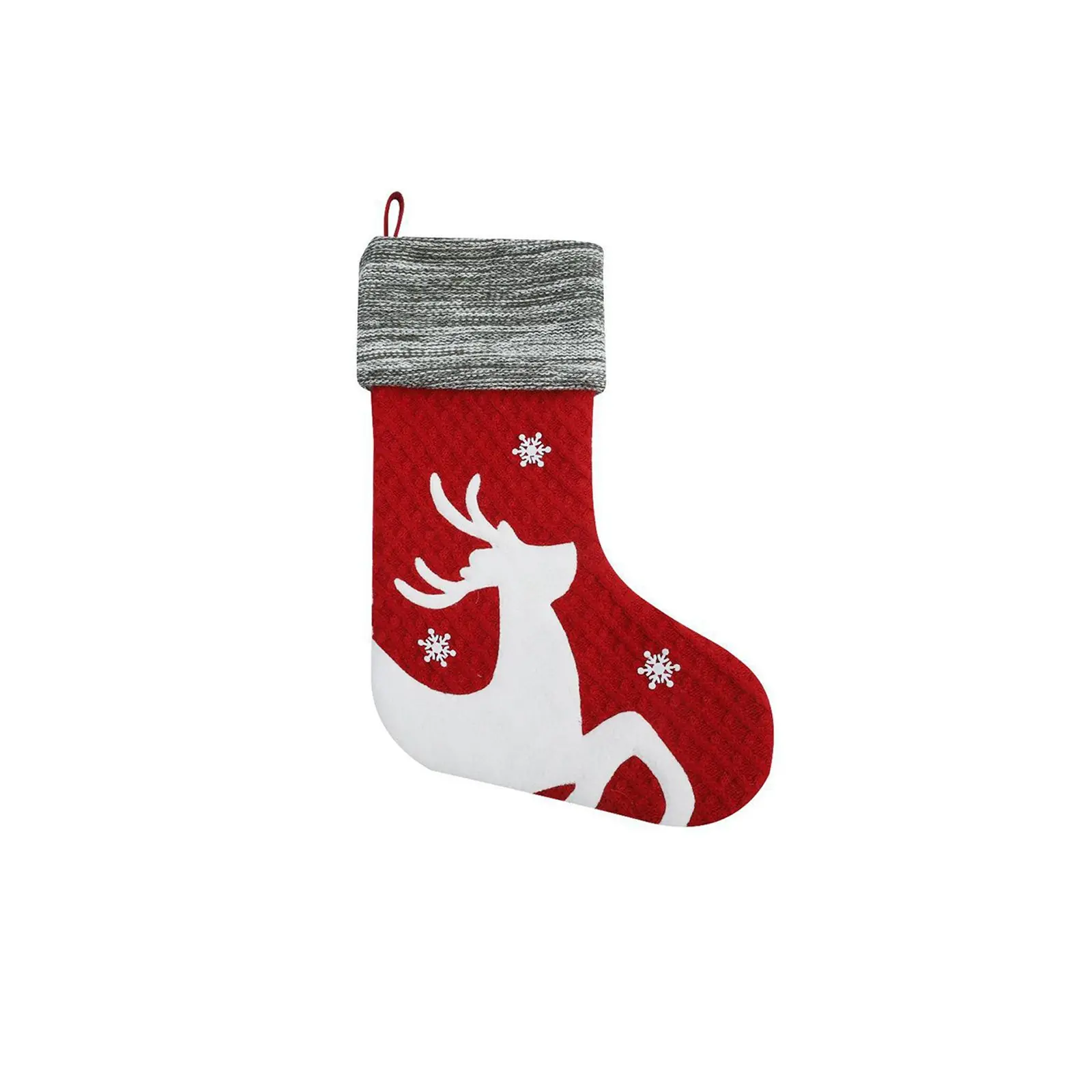 1pc Christmas Knitted Stockings Decor Festival Gift Bag Fireplace Xmas Tree Hanging Ornaments Decor Red White Christmas Sock