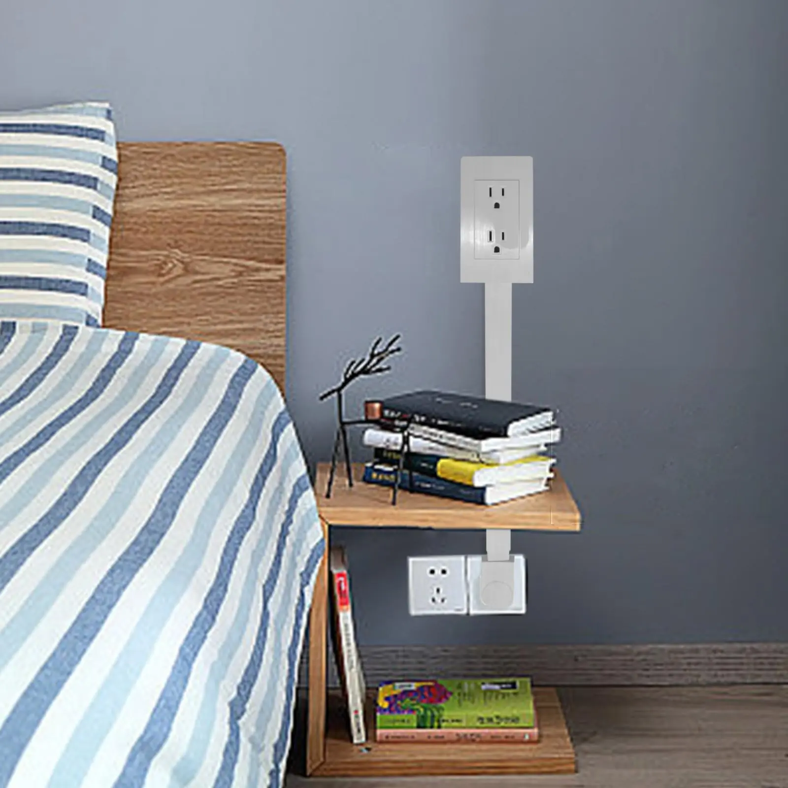 Electrical Extender Access Hard-to-Reach Outlets Features USB-A USB-C And 2 AC Outlets Extends 22in-34in Rotates 180°