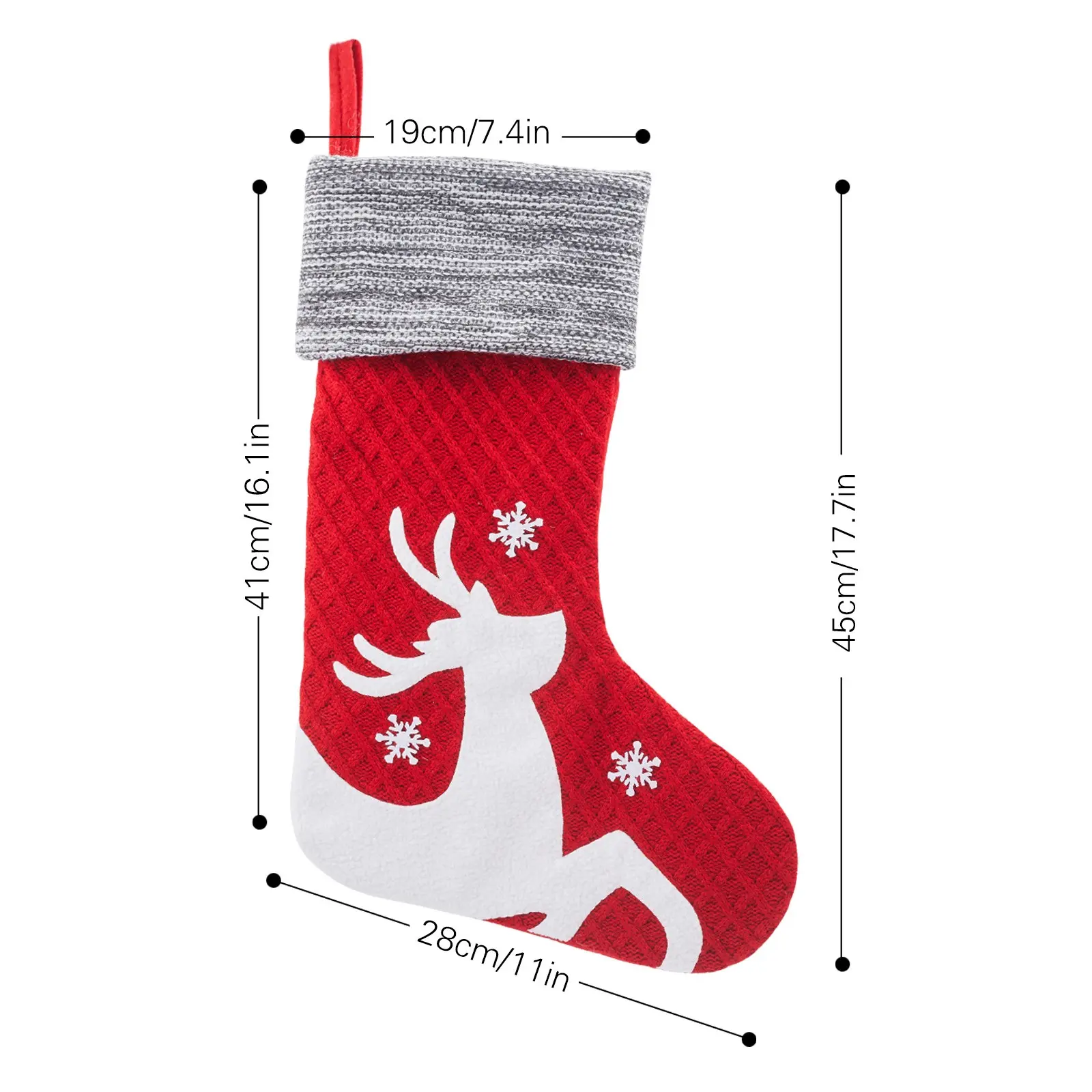 1pc Christmas Knitted Stockings Decor Festival Gift Bag Fireplace Xmas Tree Hanging Ornaments Decor Red White Christmas Sock