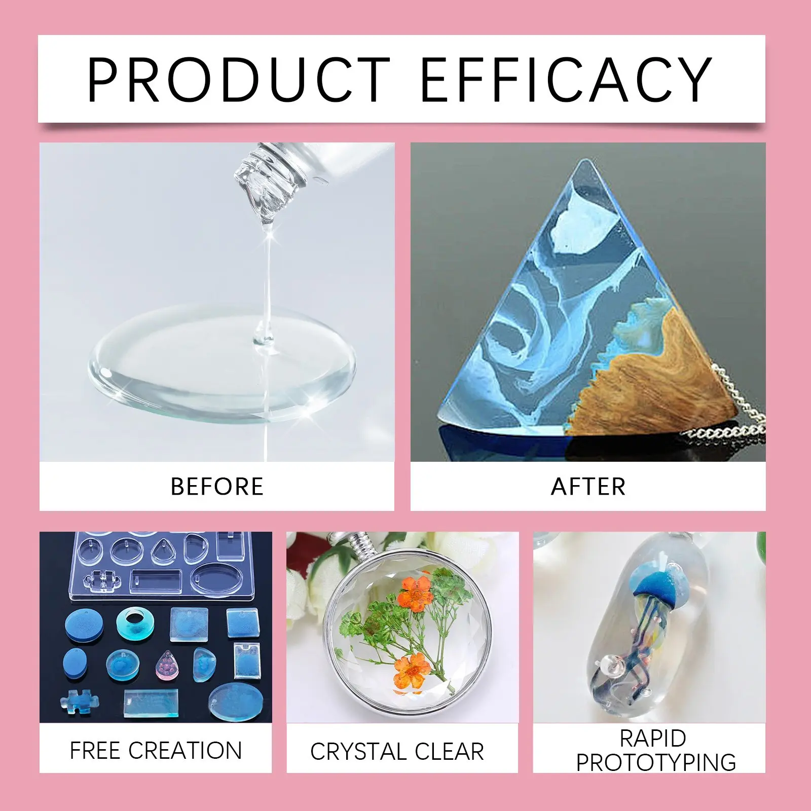 Epoxy Resin Crystal Clear-Not Yellowing And No Bubble Self Leveling Easy For DIY Jewelry Making Of The Art Resin