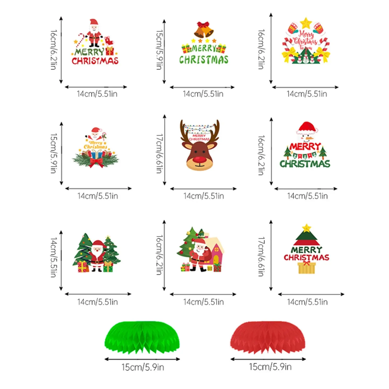 9pcs Vintage Christmas Honeycomb Centerpieces Santa Claus Snowman Reindeer Ornament Xmas Holiday Table Decorations Navidad Noel