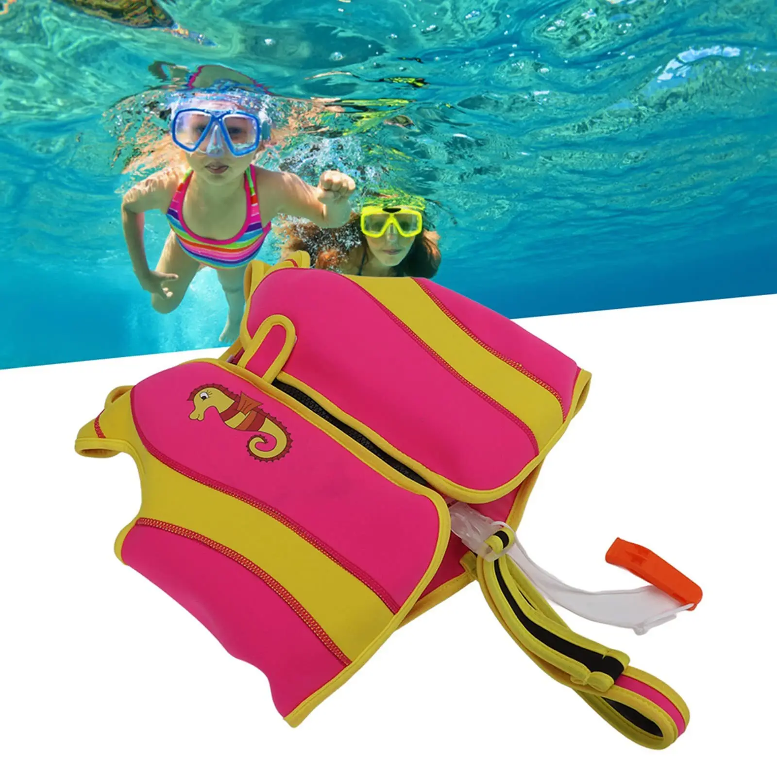 Children's Float Inflatable Swim Suit Quick Release Buckle Float Swimming Fashion Color-blocked Unisex Adjustable Snap Swimsuit
