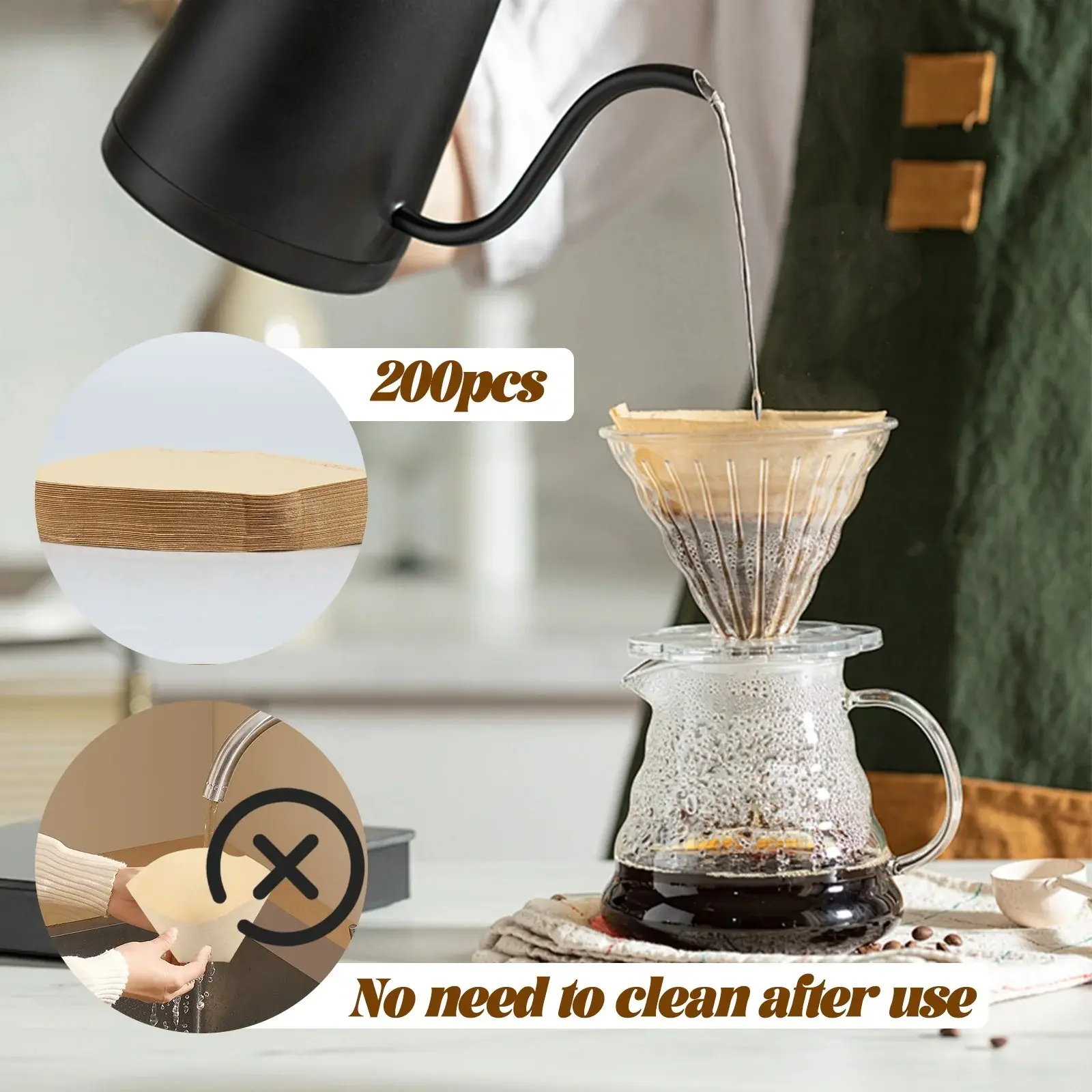 100Pcs Coffee Filter Paper Hand-brewed Coffee Special Conical Wood Pulp Portable Pull-out Drip Filter Paper Household Cafe Tools