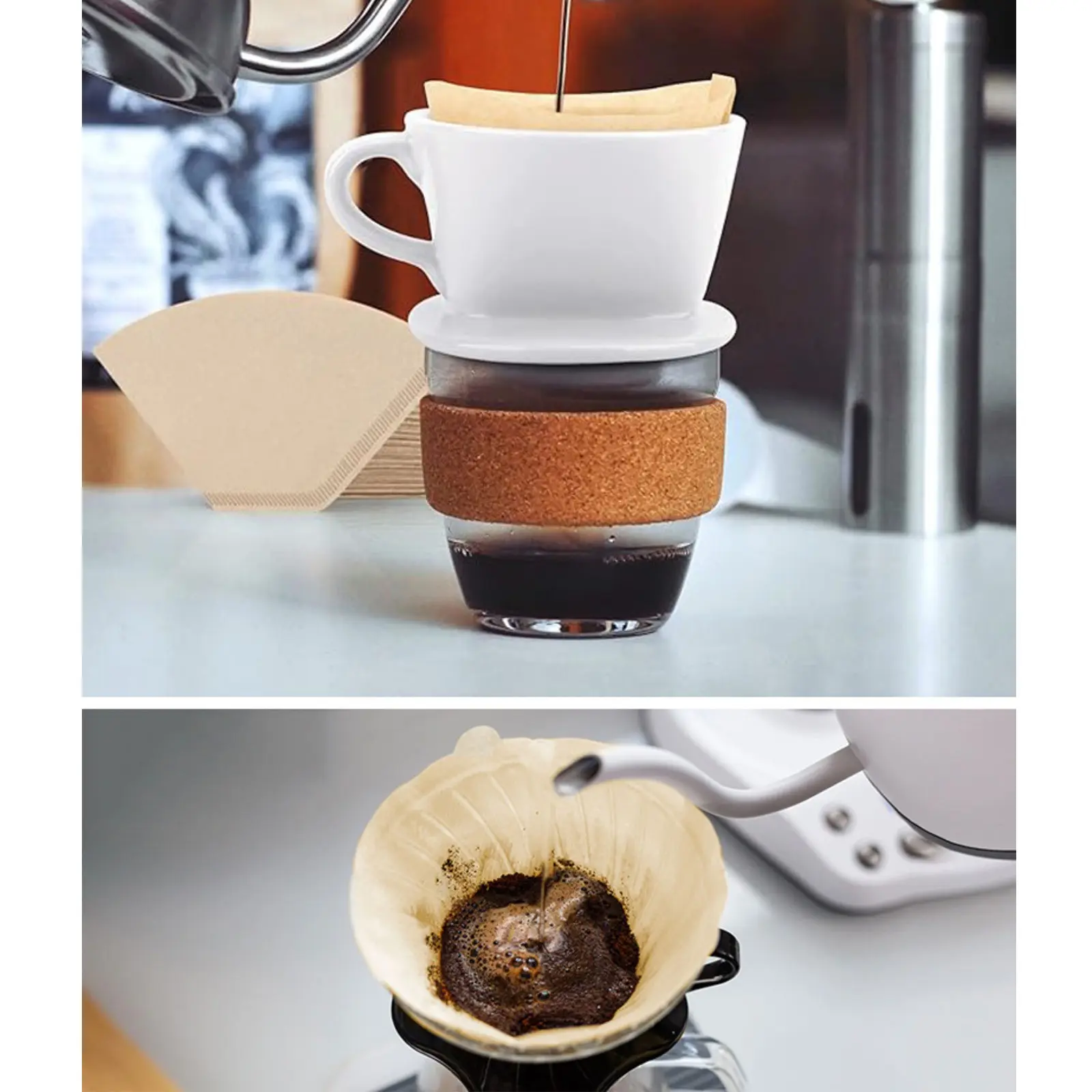 100Pcs Coffee Filter Paper Hand-brewed Coffee Special Conical Wood Pulp Portable Pull-out Drip Filter Paper Household Cafe Tools