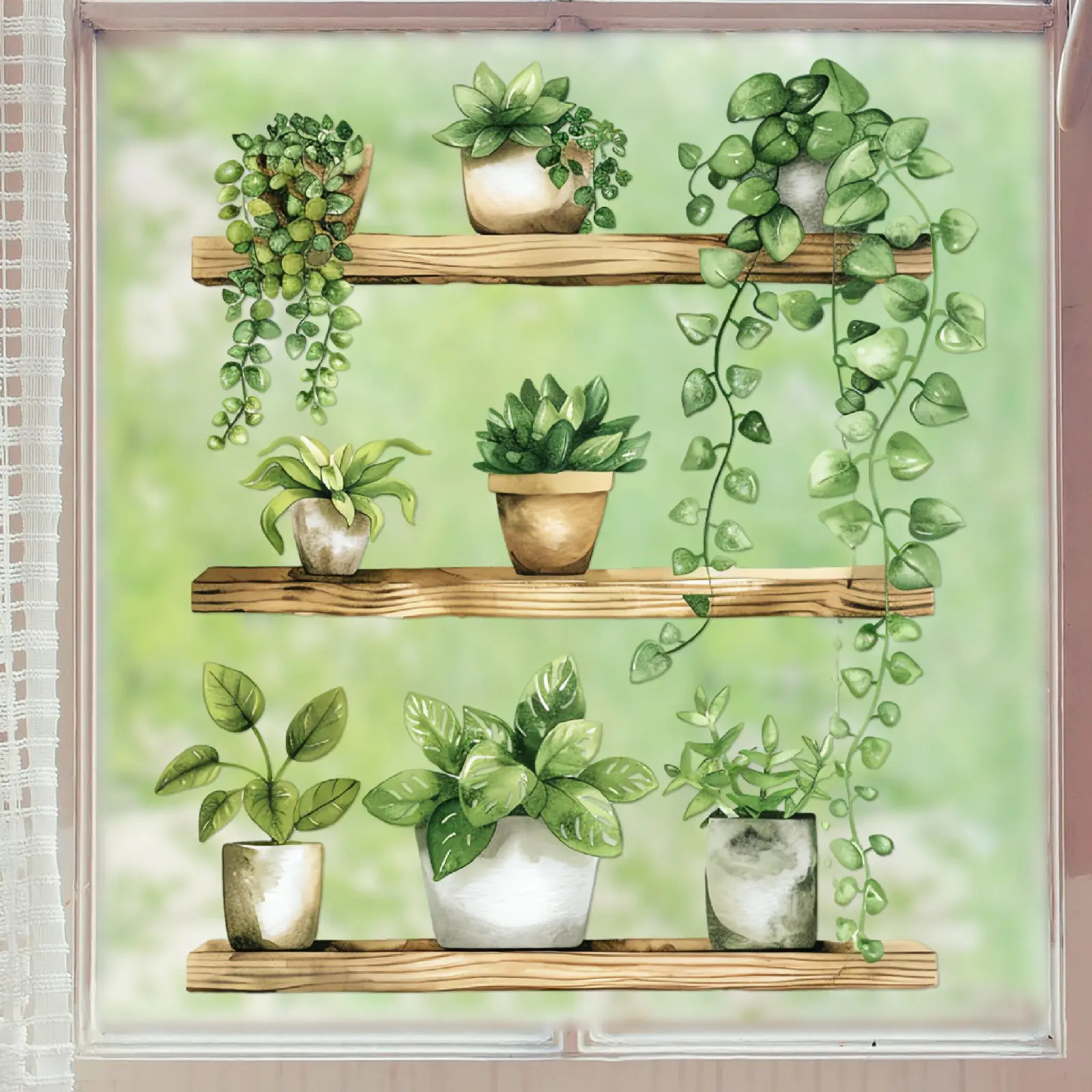 Watercolor Potted Plant Butterflies Wall Stickers For Living Room Decoration Wall Decals Bedroom Home Decor Background