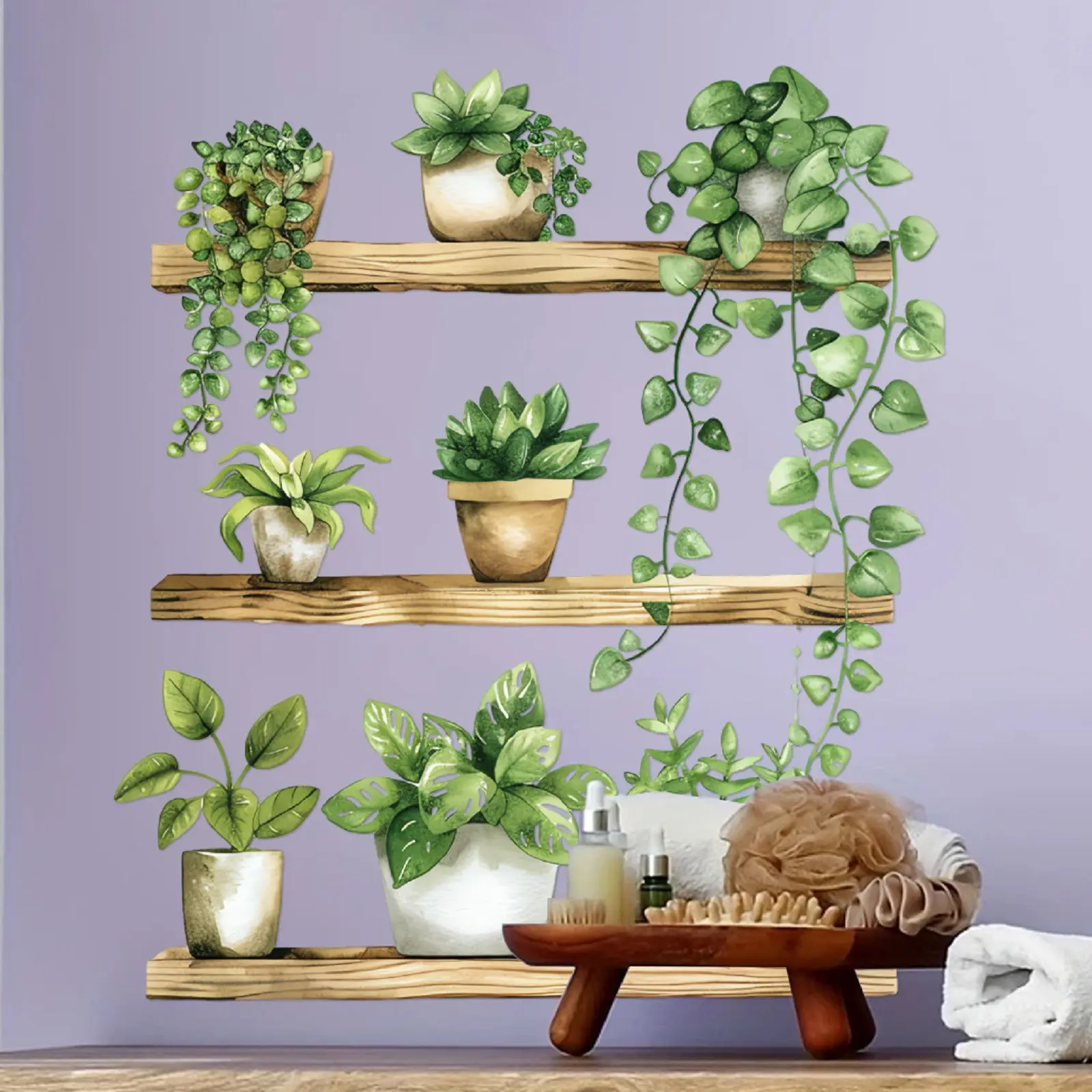 Watercolor Potted Plant Butterflies Wall Stickers For Living Room Decoration Wall Decals Bedroom Home Decor Background