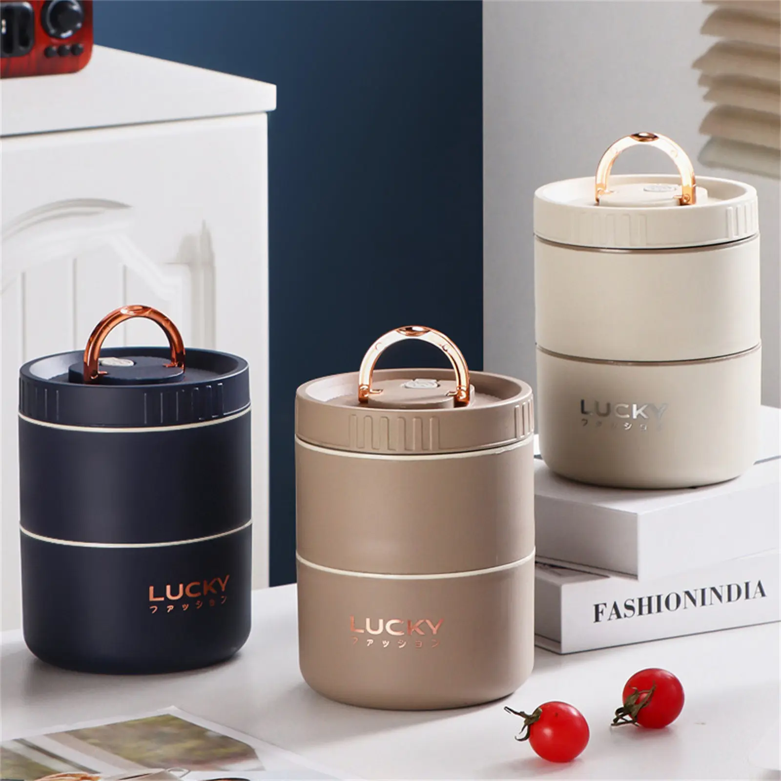 Thermal Lunch Box Bento Box Portable Insulated Lunch Container Stackable Leakproof Stainless Steel Food Container