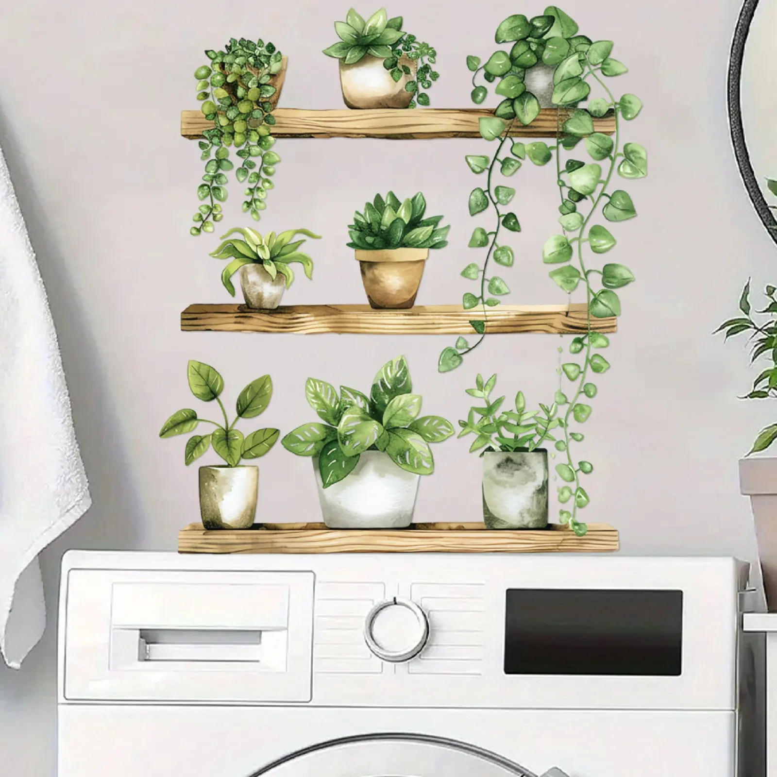 Watercolor Potted Plant Butterflies Wall Stickers For Living Room Decoration Wall Decals Bedroom Home Decor Background