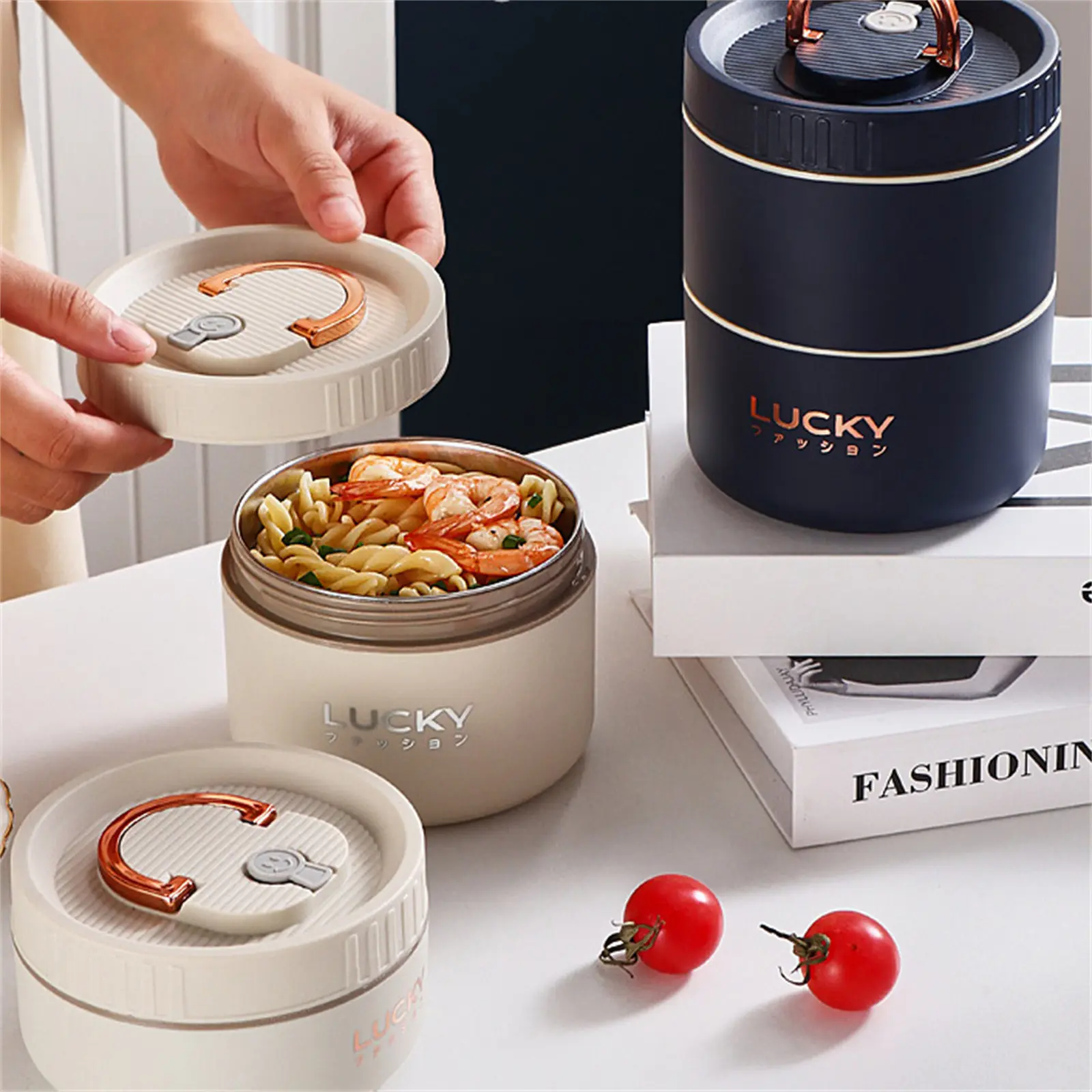 Thermal Lunch Box Bento Box Portable Insulated Lunch Container Stackable Leakproof Stainless Steel Food Container