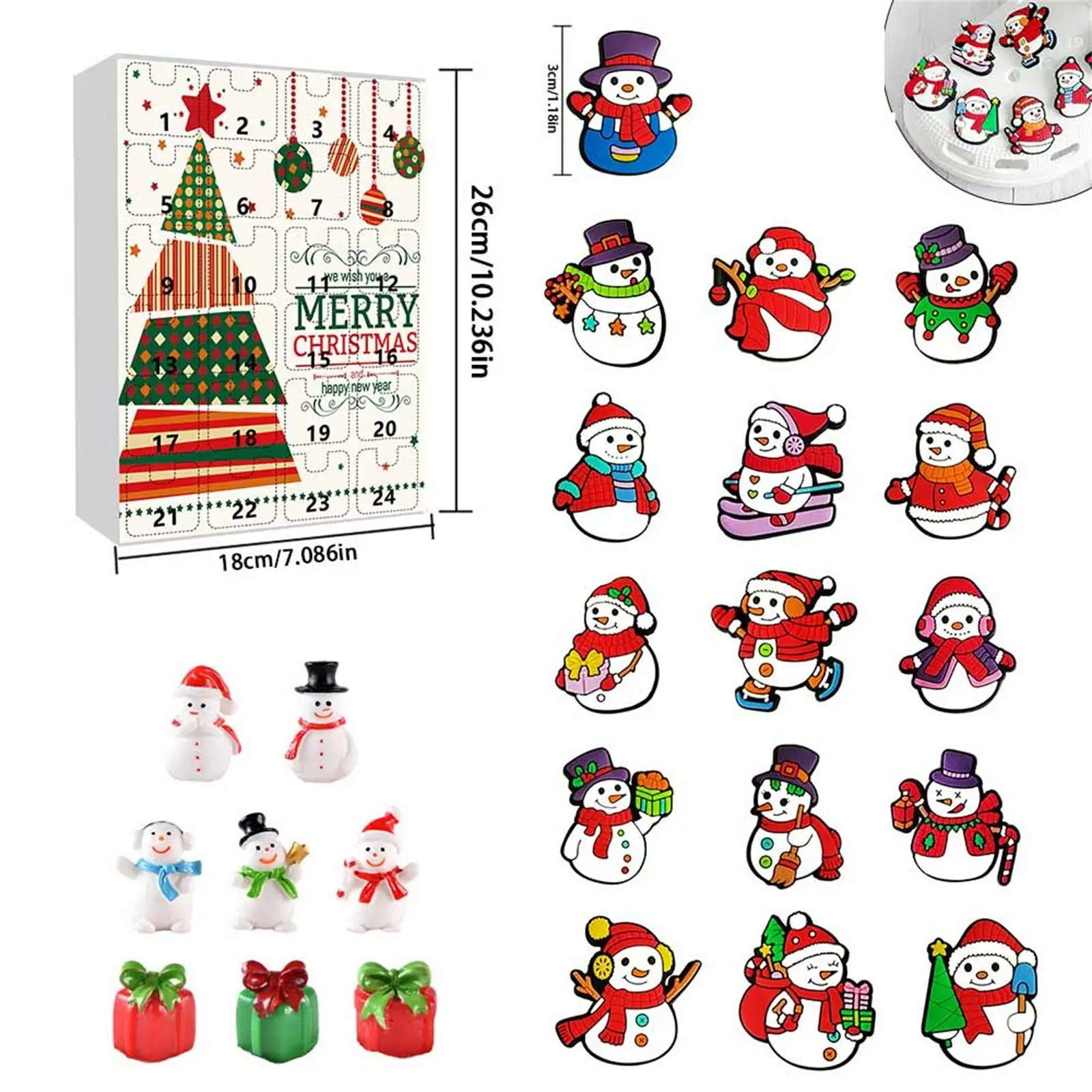 Christmas Advent Calendar 2024 24 Christmas Acrylic Decoration Arrival Countdown Calendar Surprise Pedants Christmas Collectib