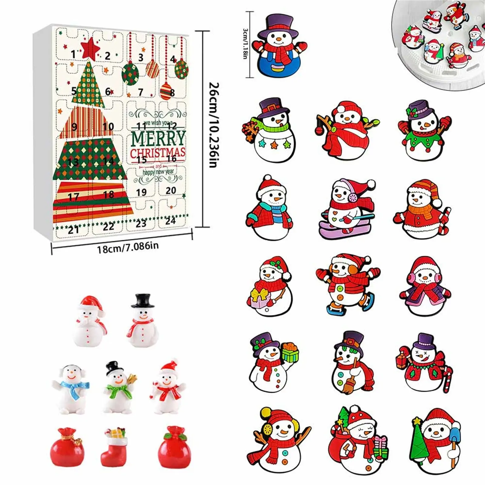 Christmas Advent Calendar 2024 24 Christmas Acrylic Decoration Arrival Countdown Calendar Surprise Pedants Christmas Collectib