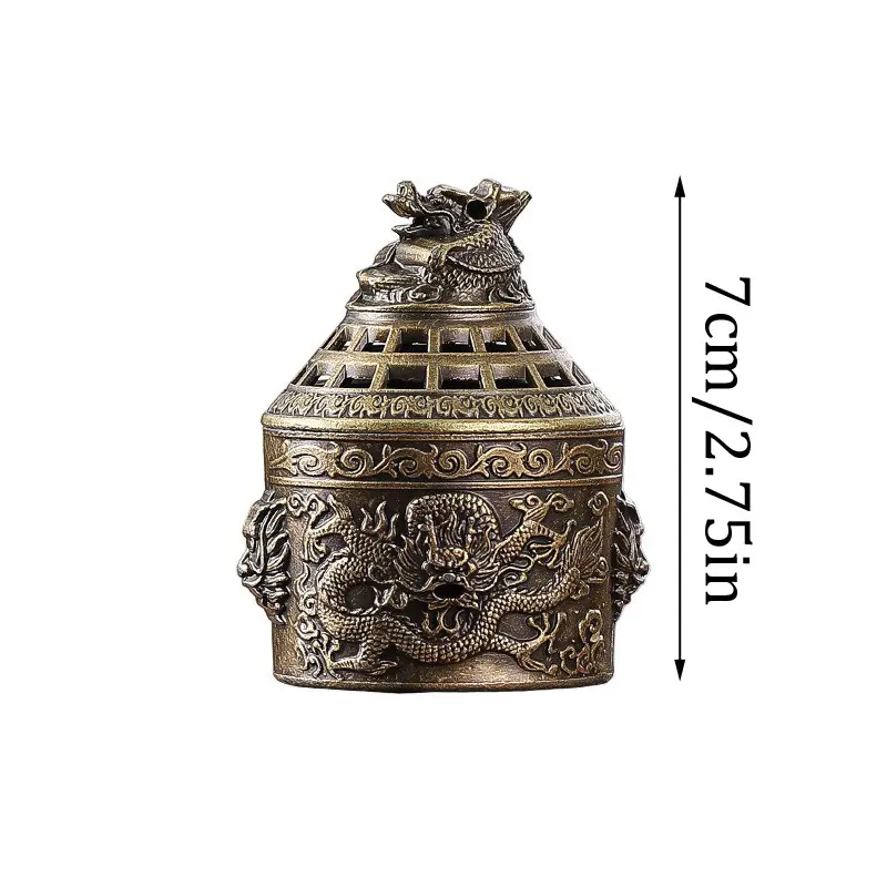 Incense Burner Mini Qilin Head Hollow Lotus Retro Brass Censer Cense Stick Holder Chinese Ancient Style Home Desktop Decor Craft