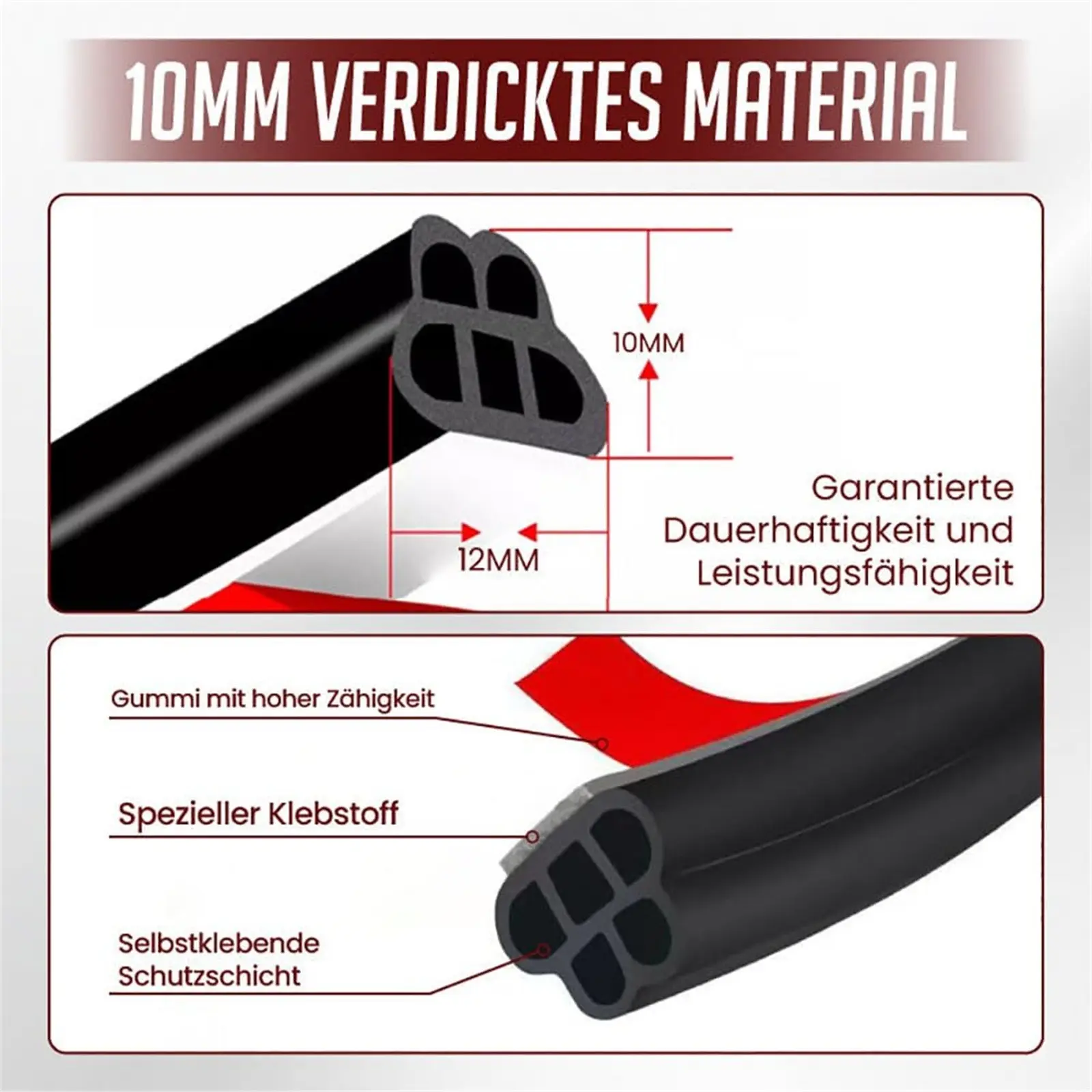 Car Door Seal Strip Rubber Double Layer Sealing Protector Soundproof Waterproof Weather Strips for Car Door Hood Trunk