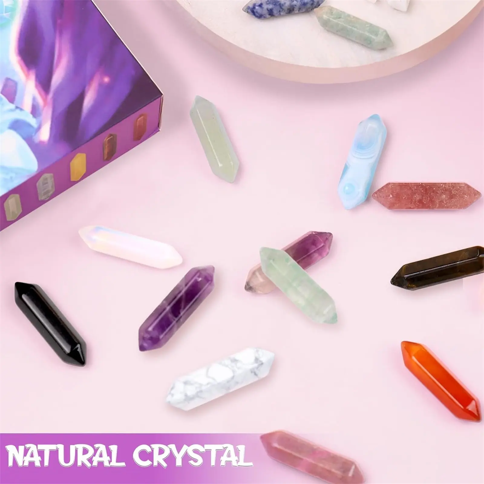 24 Days Crystals Christmas Advent Calendar Gift Box Natural Gemstone Stone Minerals Rock Collection Christmas Countdown Gift