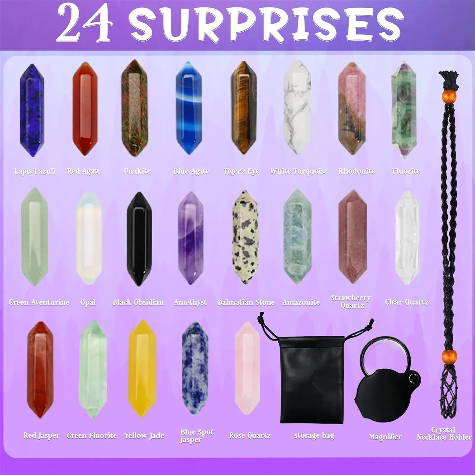 24 Days Crystals Christmas Advent Calendar Gift Box Natural Gemstone Stone Minerals Rock Collection Christmas Countdown Gift