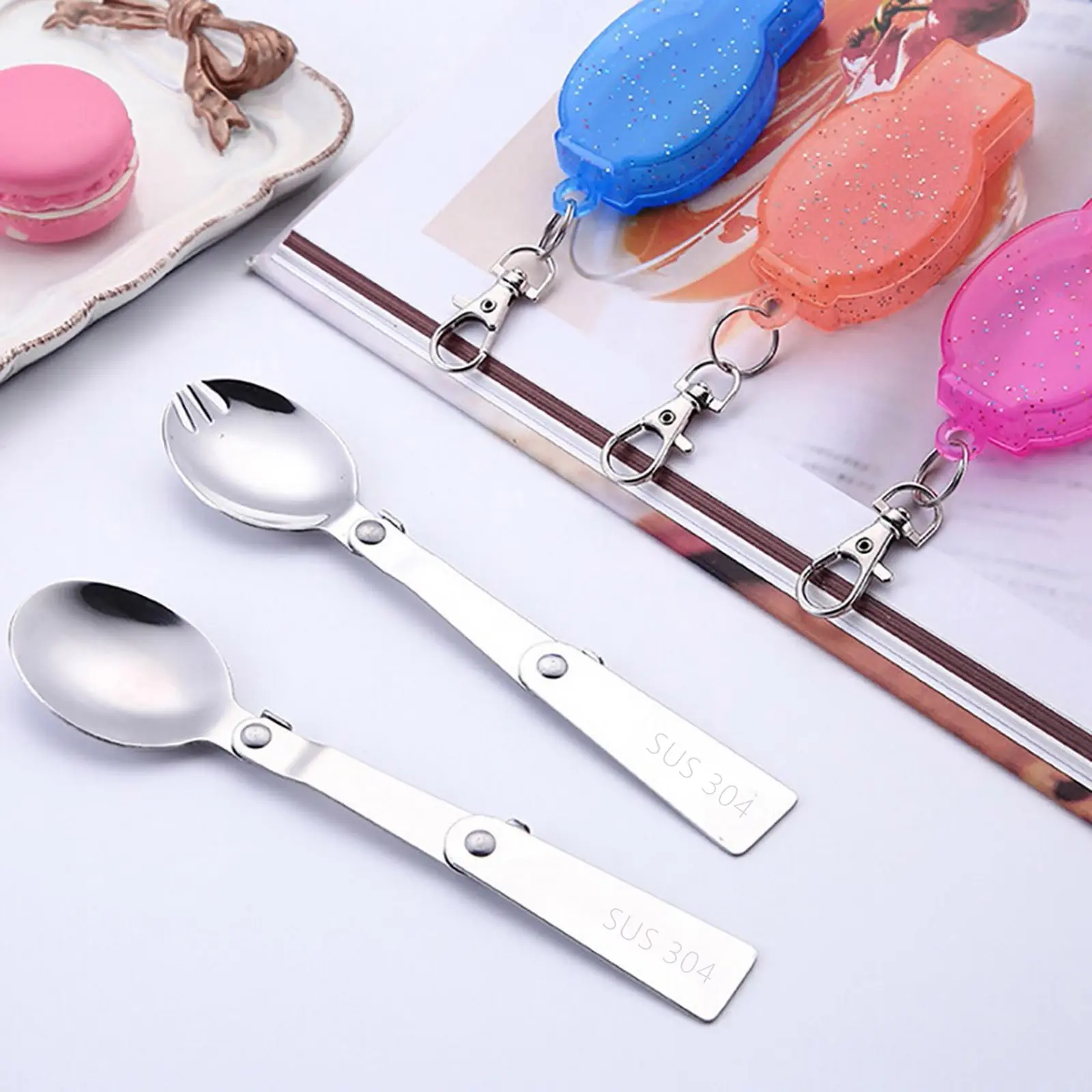 Outdoor Folding Travel Camping Utensil Stainless Pocket Spoon Fork Light Small Foldable Spoon Fork Camping Picnic Tool Tableware