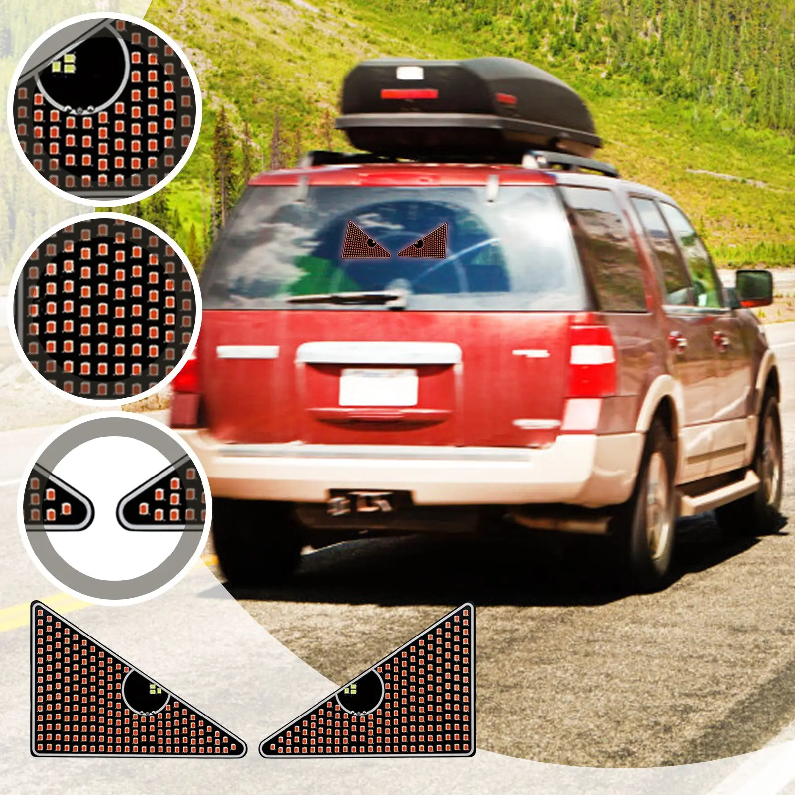 Auto Rear Windshield Dynamic Devil Eye Light APP Control Animated LED Display Triangle / Semicircle Funny Eye Light Signs