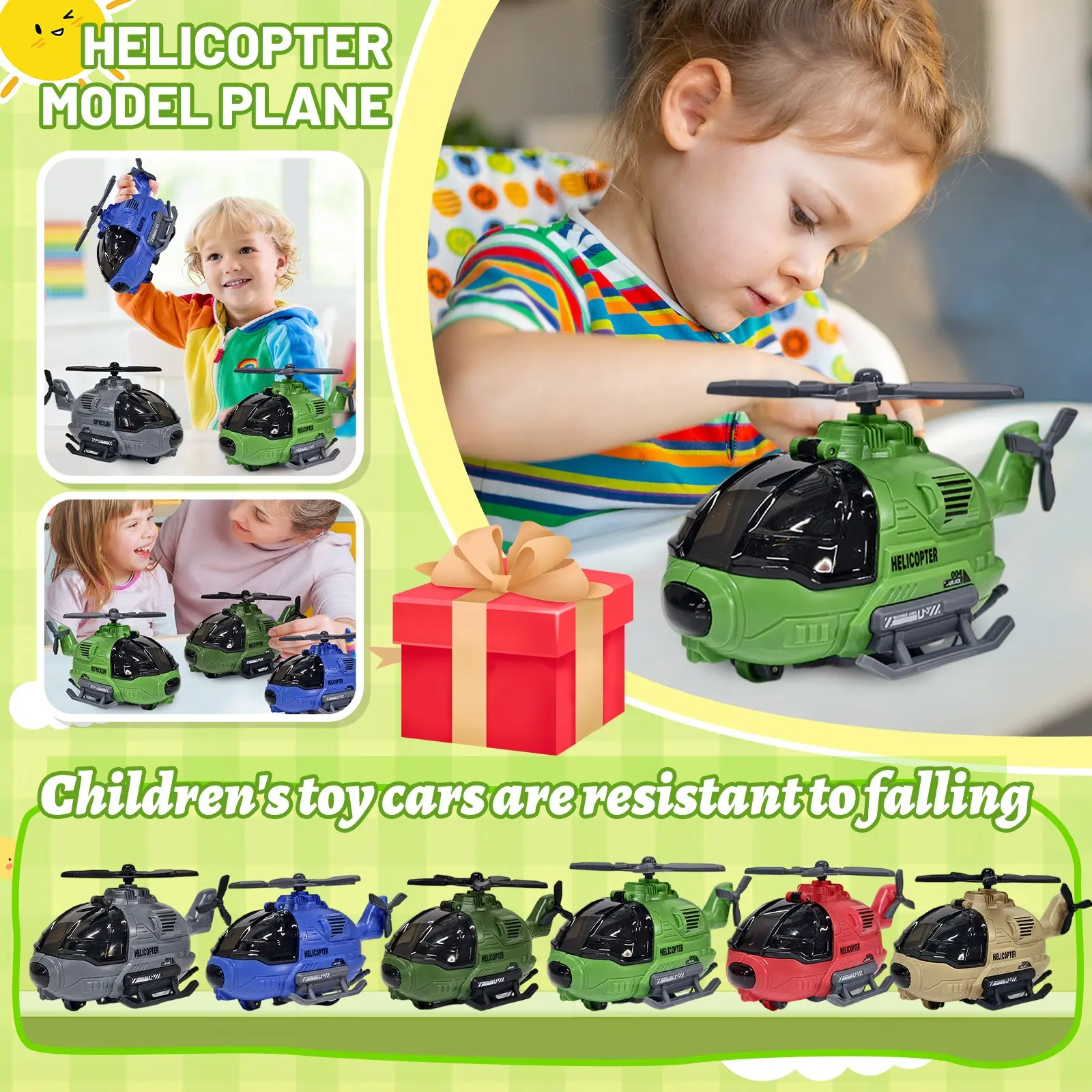 Public Security Command Helicopter Model Car Toys Musical Pull-back Propeller Rotation Aircraft Airplane Models Child Gifts