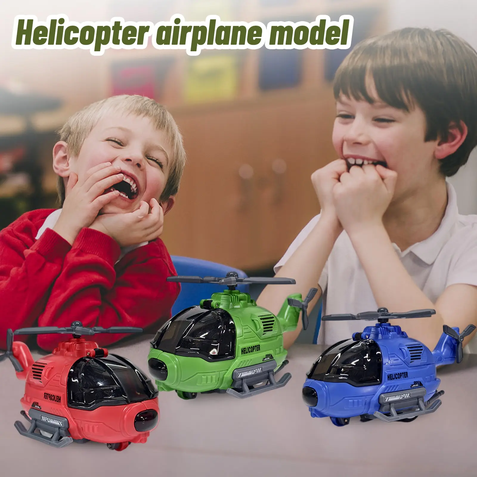 Public Security Command Helicopter Model Car Toys Musical Pull-back Propeller Rotation Aircraft Airplane Models Child Gifts
