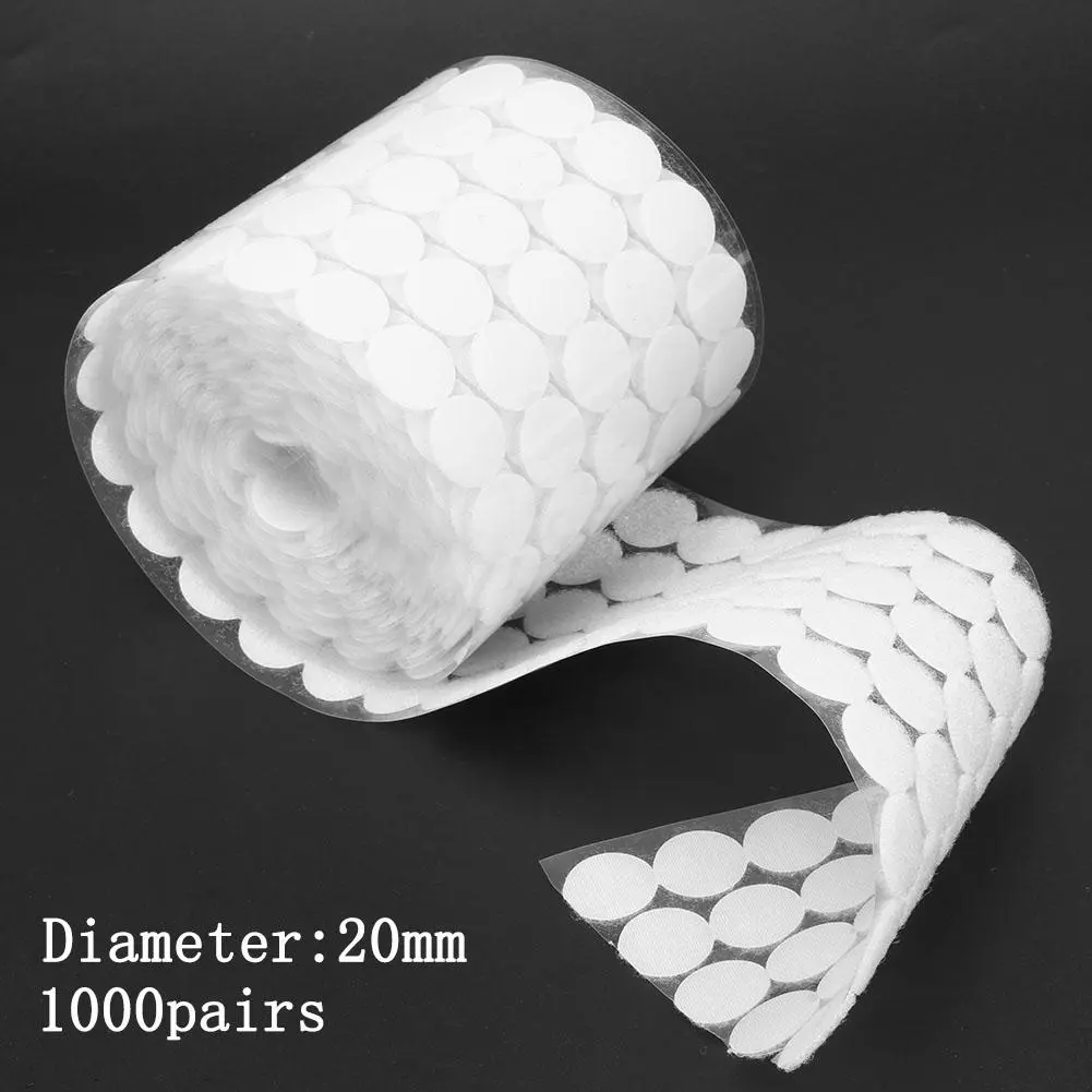 250 Pairs Self Adhesive Fastener Tape Dots 10mm Disc Adhesive Strong Glue Magic Sticker Round Coins Hook Loop
