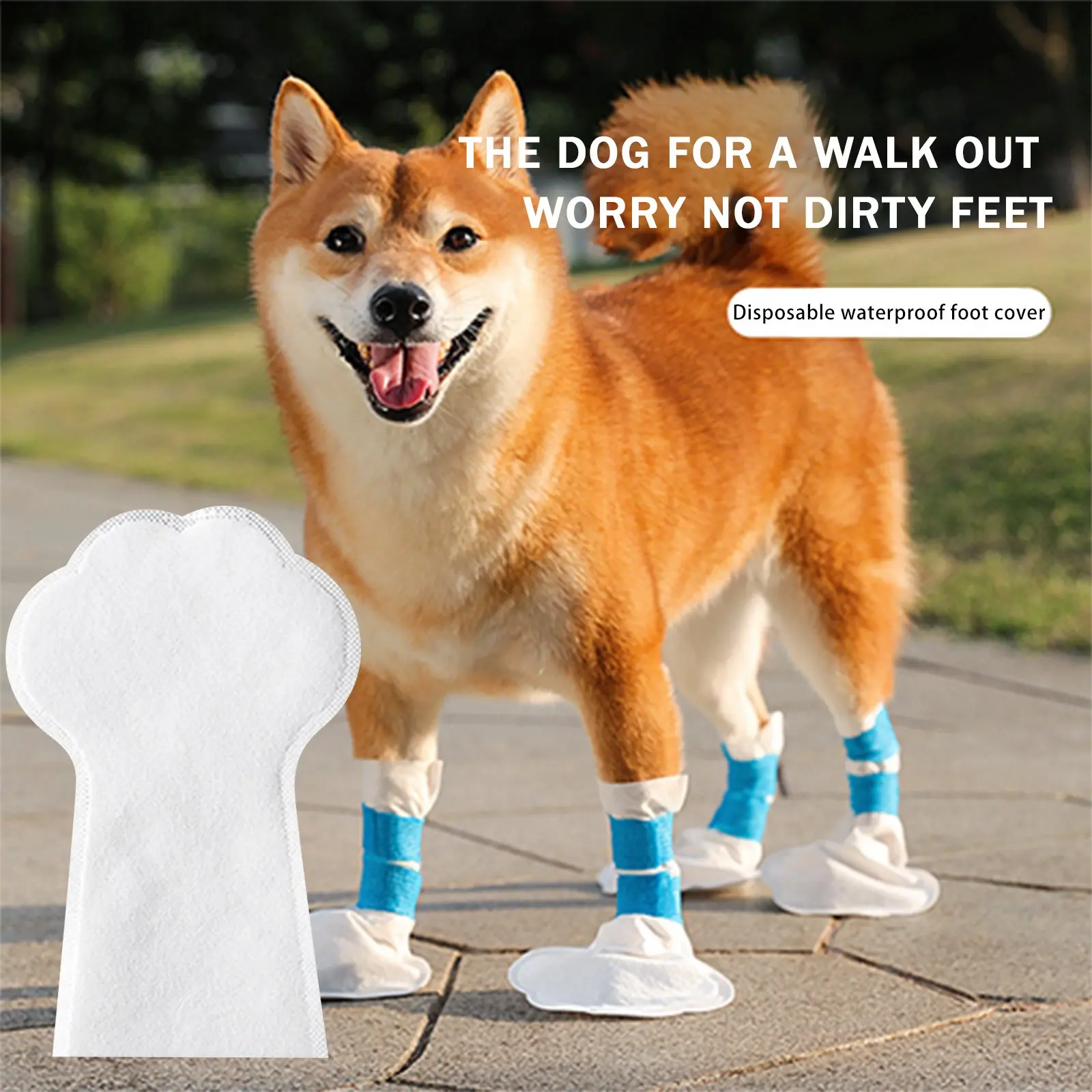 20Pcs Disposable Dog Boots Waterproof Pet Shoes Non-woven Fabric Adjustable Straps Dog Paw Protection Foot Covers Pet Supplies