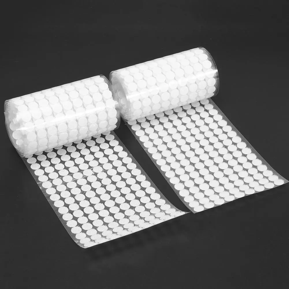 250 Pairs Self Adhesive Fastener Tape Dots 10mm Disc Adhesive Strong Glue Magic Sticker Round Coins Hook Loop