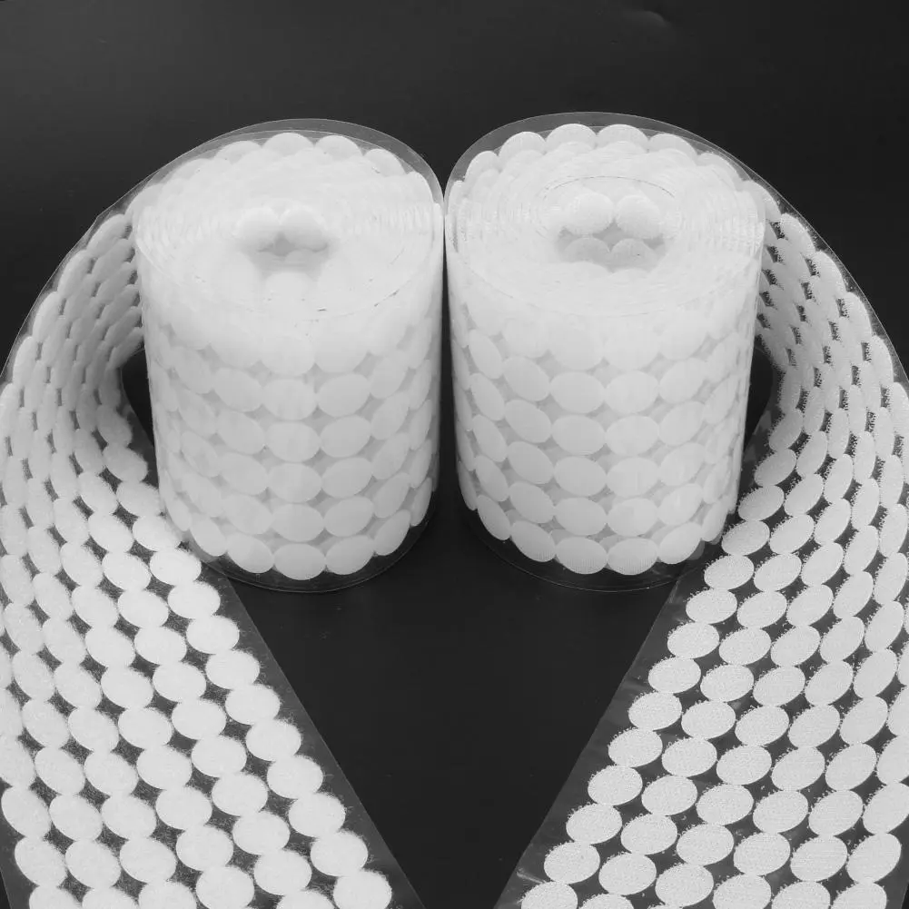 250 Pairs Self Adhesive Fastener Tape Dots 10mm Disc Adhesive Strong Glue Magic Sticker Round Coins Hook Loop
