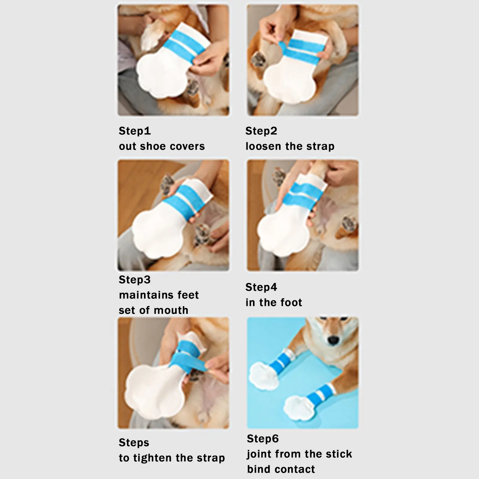 20Pcs Disposable Dog Boots Waterproof Pet Shoes Non-woven Fabric Adjustable Straps Dog Paw Protection Foot Covers Pet Supplies
