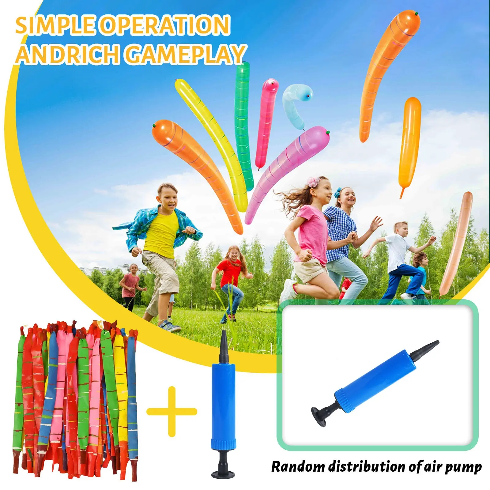 100pcs Mixed Color Long Latex Rocket Balloon Flying Squeaking Children Birthday Party Decoration Latex Balloons Classic Toys