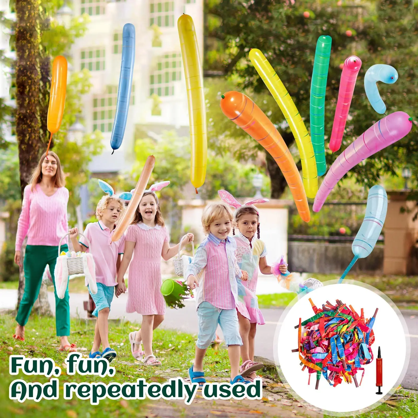 100pcs Mixed Color Long Latex Rocket Balloon Flying Squeaking Children Birthday Party Decoration Latex Balloons Classic Toys