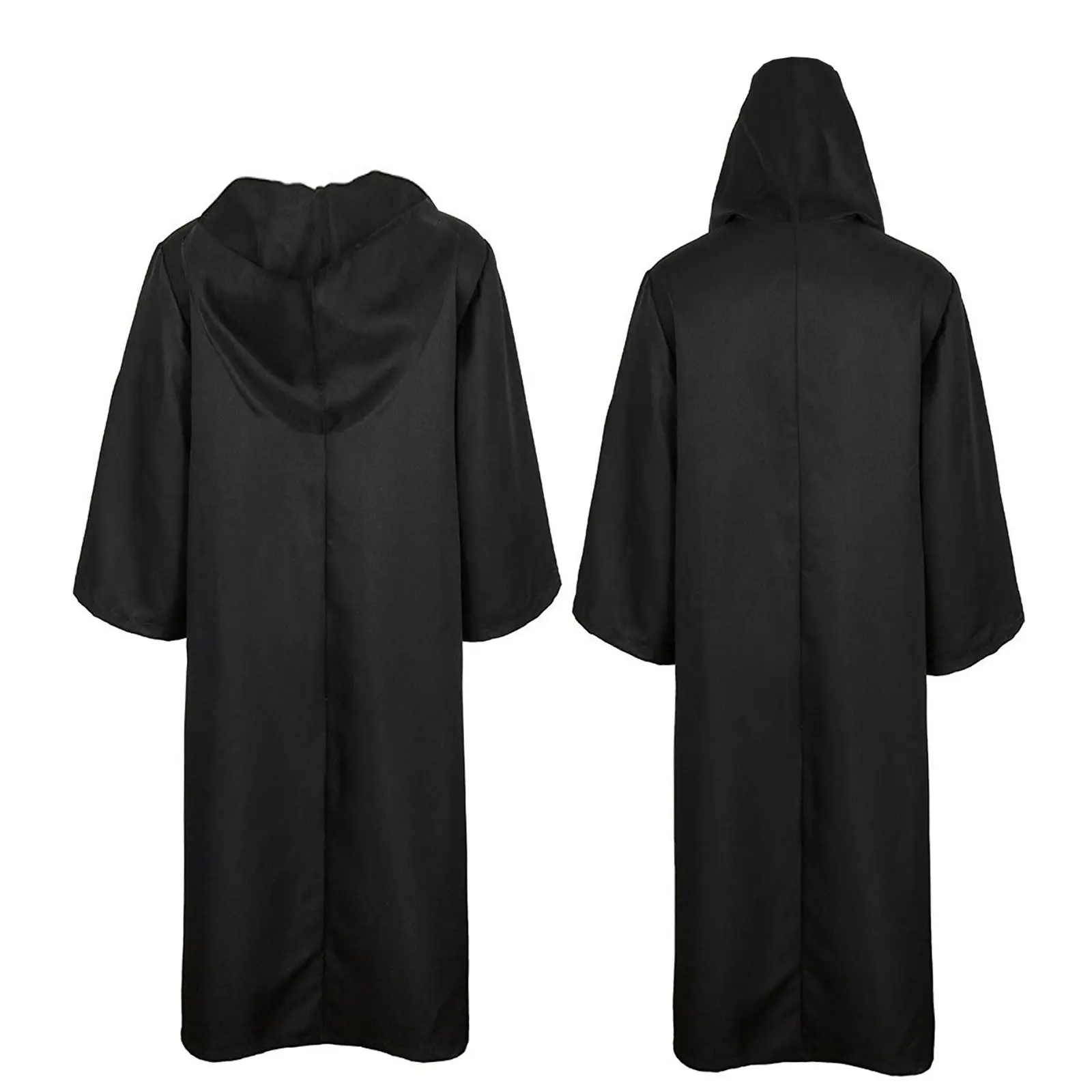 Halloween Cloak Cosplay Costume Sorcerer Long Shirt Hooded Black Robe Adult and Ghost of Horror Cloak Child Holiday Costume Set