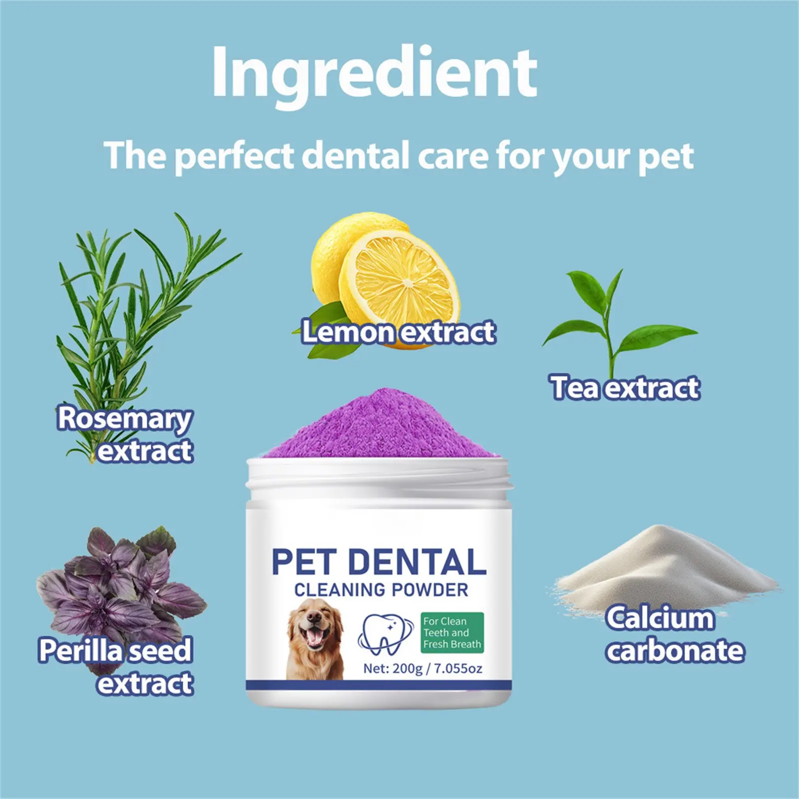 Dog Teeth Cleaning Powder 200g Natural Plant Extract Teeth Cleaning Powder Teeth Stone Cleaner Odorless Teeth Care Products