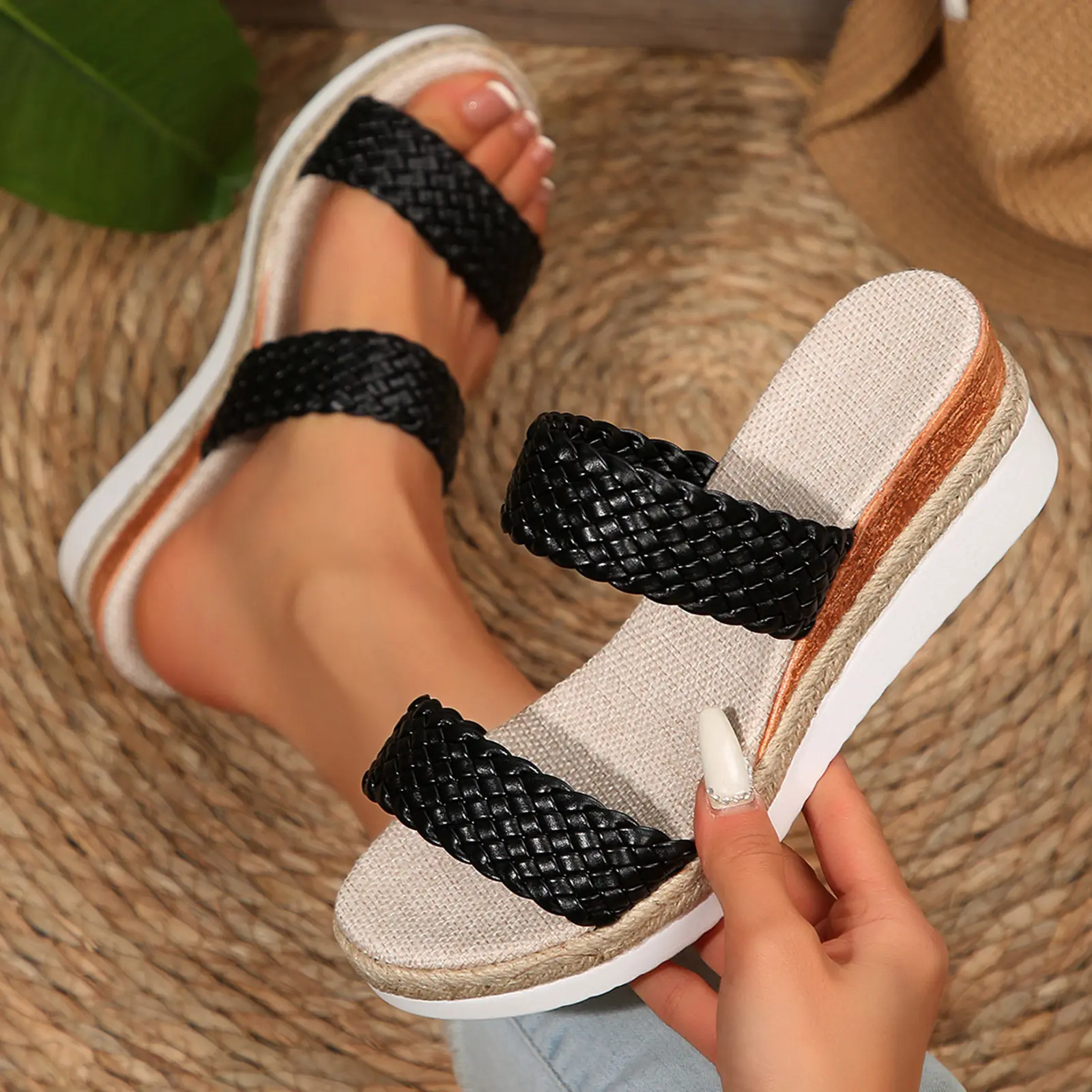 Women's Sandals Wedges Heels Sandals Summer Shoes Woman Platform Heeled Sandalias Mujer Fashion Slippers Women Summer Footwear