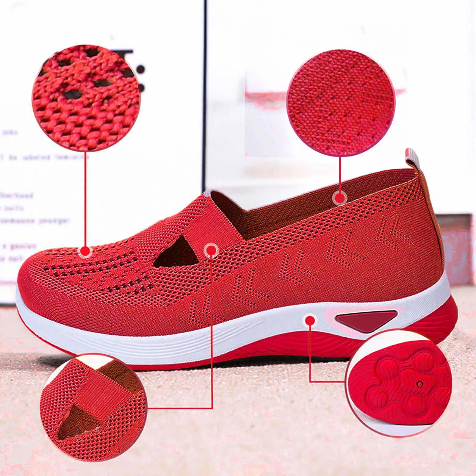 Sneakers Female Flat Soft Comfortable Fashion Lightweight Pumps Shoes Joker Slip-on Super Light Casual Vulcanize Shoes Woman Red