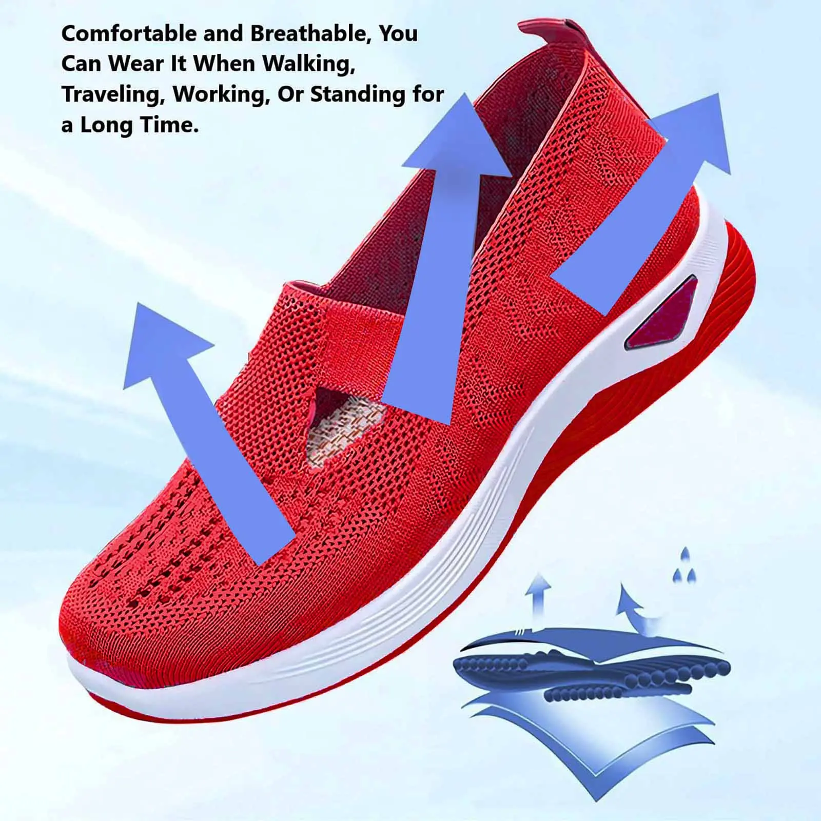 Sneakers Female Flat Soft Comfortable Fashion Lightweight Pumps Shoes Joker Slip-on Super Light Casual Vulcanize Shoes Woman Red