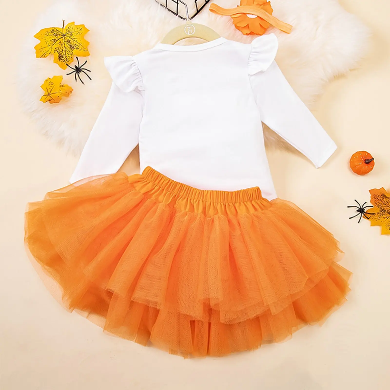 Newborn Baby Girl Clothes My First Halloween Costume Long Sleeve Romper Tulle Tutu Skirt Warm Leggings Headband Outfit