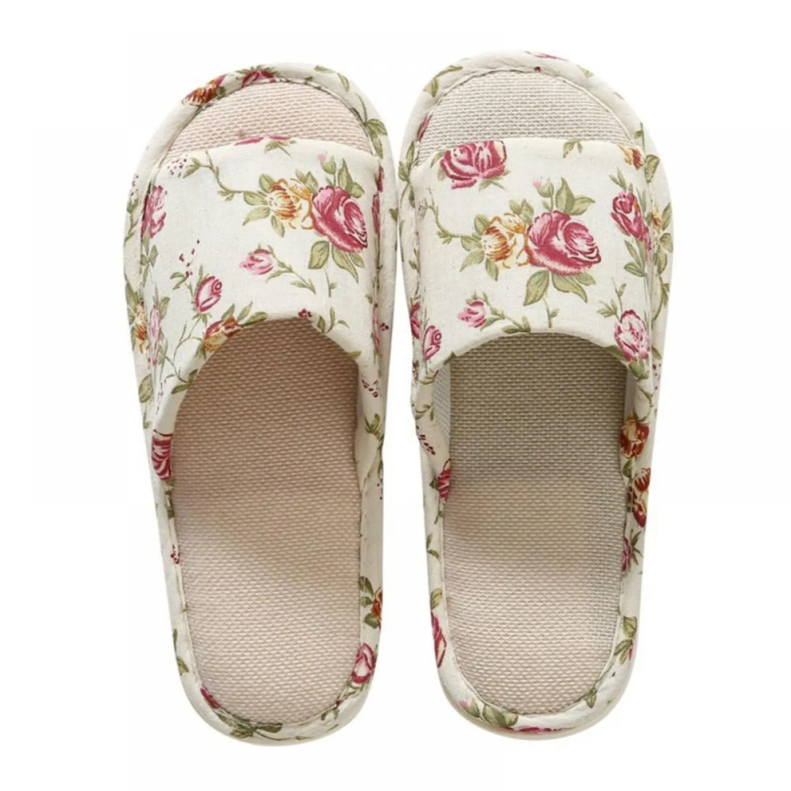 Linen Slippers Indoor Home Breathable Women Men Slides Linen Couples Anti-slip Shoes Beach Sandals Shoes Comfortable Flats