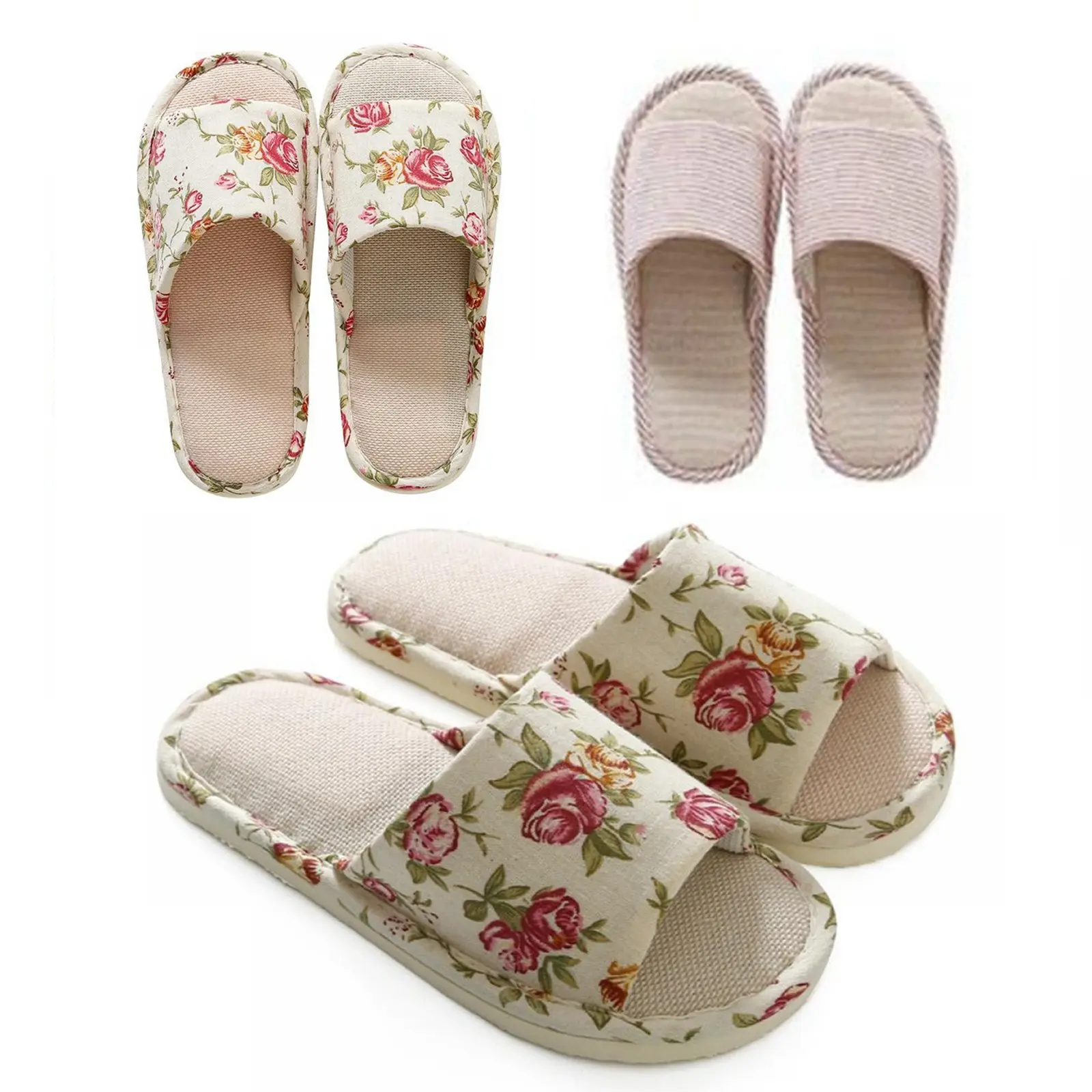 Linen Slippers Indoor Home Breathable Women Men Slides Linen Couples Anti-slip Shoes Beach Sandals Shoes Comfortable Flats