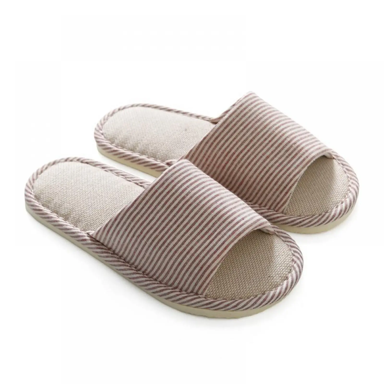 Linen Slippers Indoor Home Breathable Women Men Slides Linen Couples Anti-slip Shoes Beach Sandals Shoes Comfortable Flats