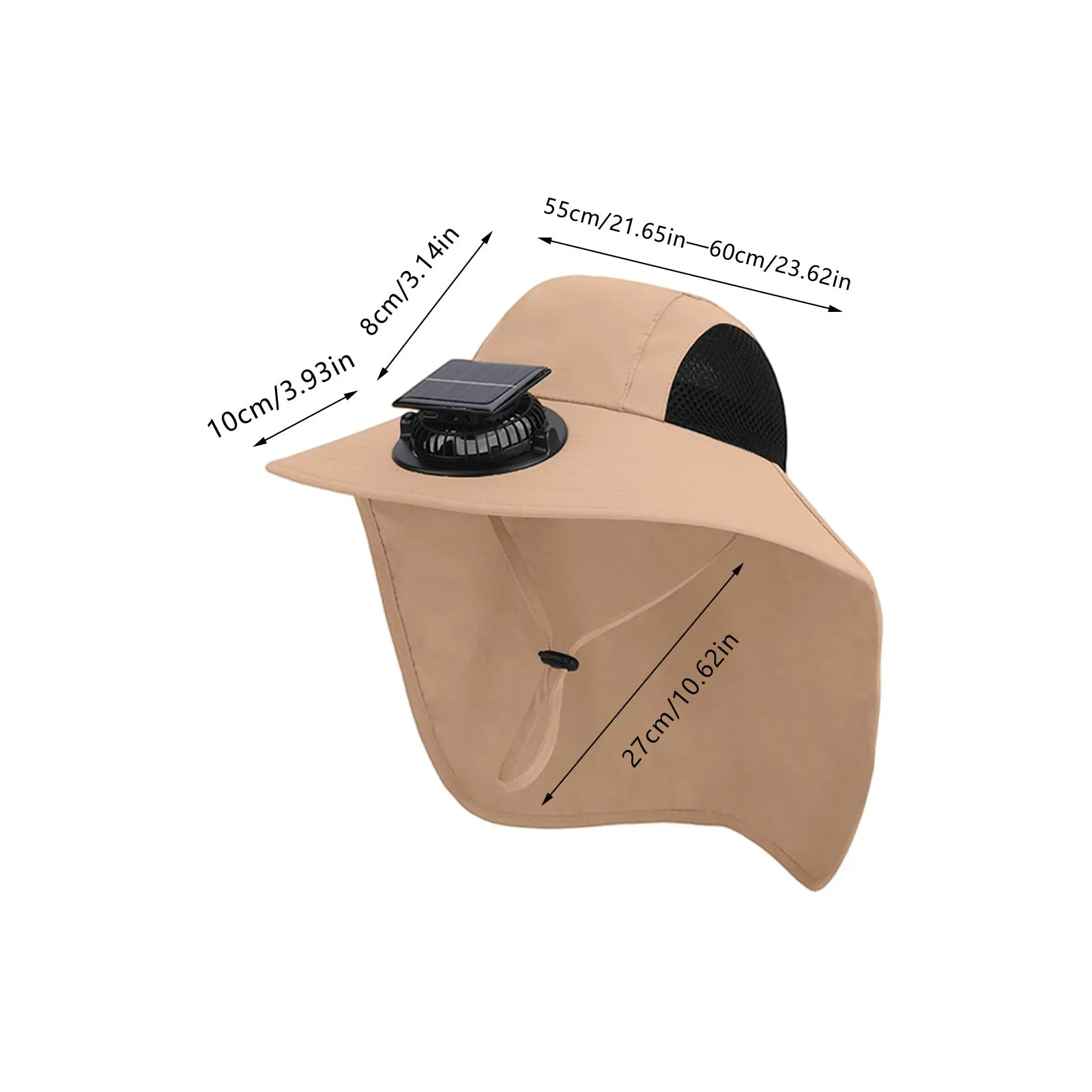 Outdoor Wide Brim Sun Hat Fishing Hat Solar Fan Sun Bucket Hat for Men Women UPF 50+ Waterproof Breathable Bucket Hat