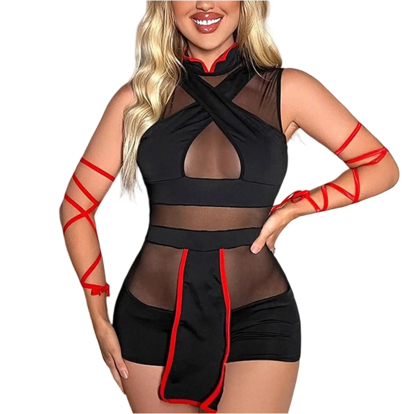 New Arrival Women's Sexy Mesh Transparent Roleplay Lingerie Costumes Adult Lady Pushed UP Cosplay Bodysuit Dress Up Party Cloth