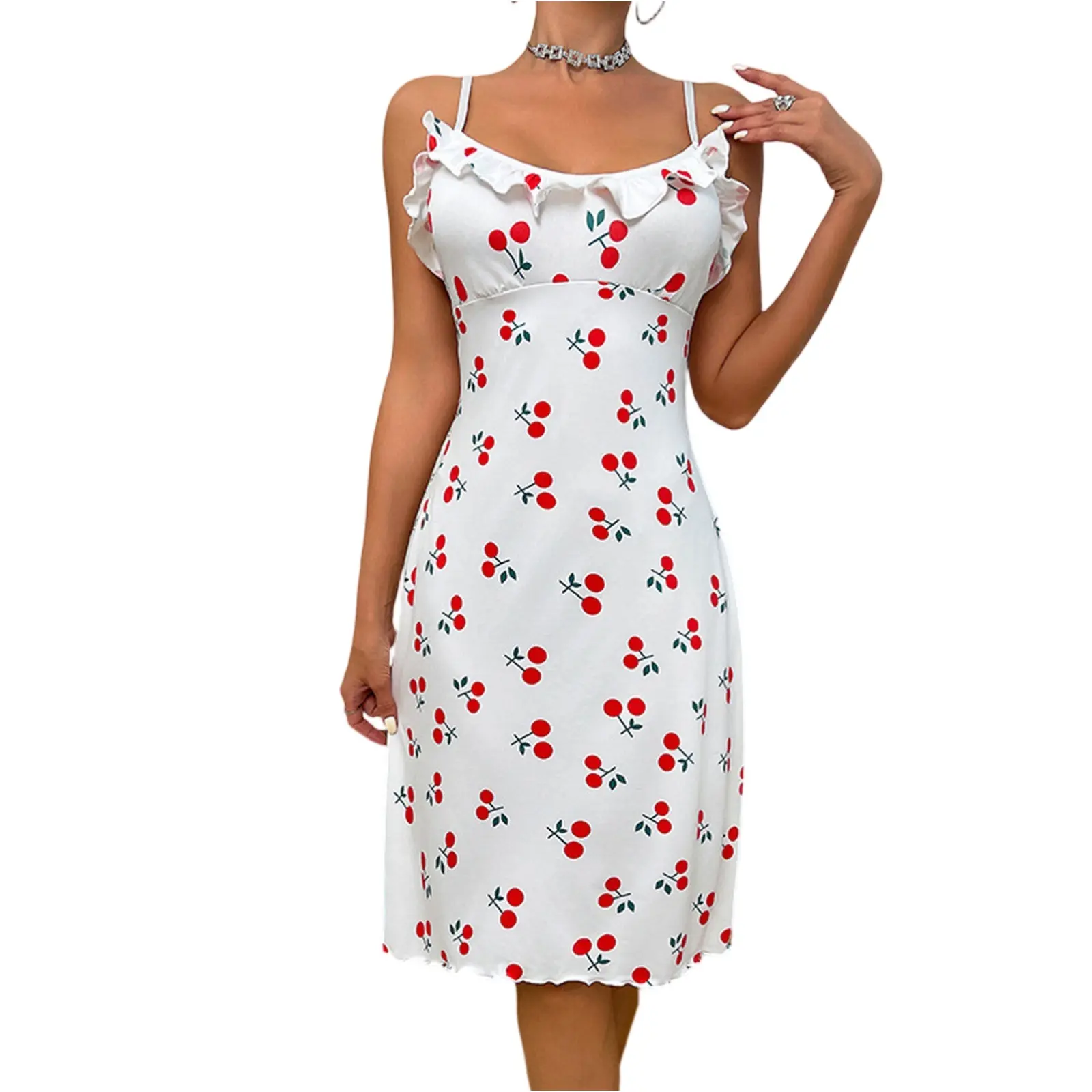 Women Nightwear Lingerie Sexy Lingerie Set Red Cherry Halter Dress for Ladies Sexy Sleepwear Women's Corset Lingerie for Women