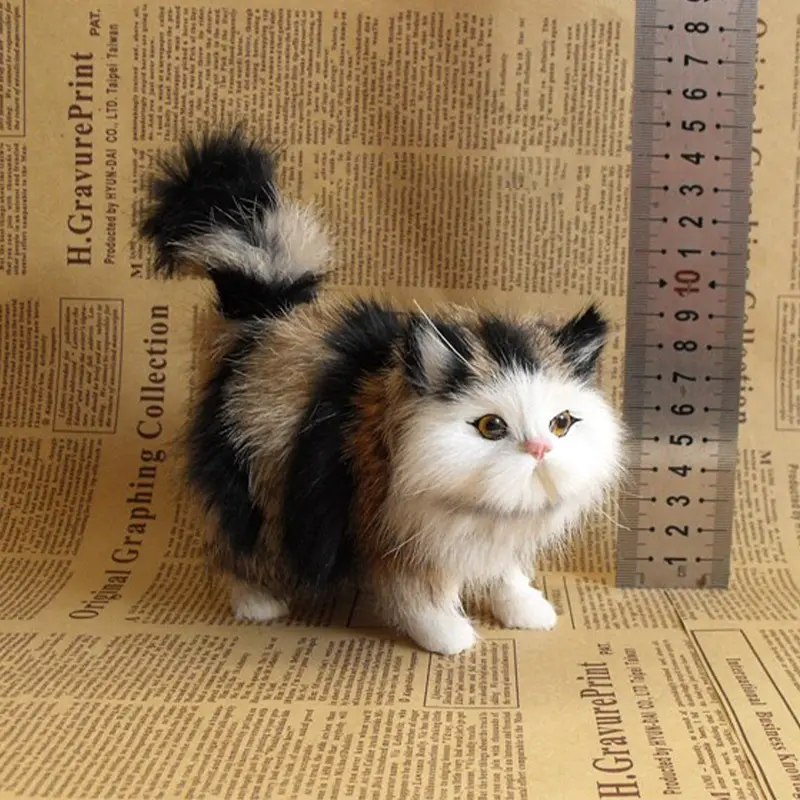Simulation Cat Plush Toys Soft Stuffed Cat Kitten Model Fake Cats Realist Animals for Kids Girls Birthday Valentine's Day Gift