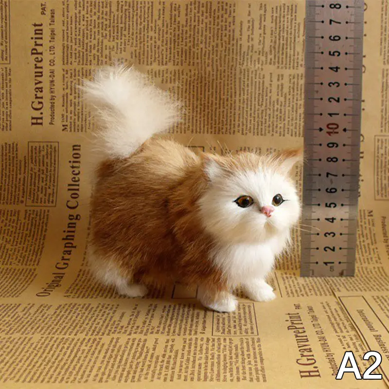 Simulation Cat Plush Toys Soft Stuffed Cat Kitten Model Fake Cats Realist Animals for Kids Girls Birthday Valentine's Day Gift