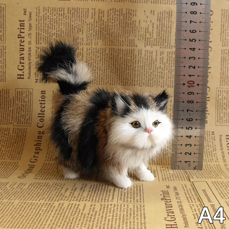 Simulation Cat Plush Toys Soft Stuffed Cat Kitten Model Fake Cats Realist Animals for Kids Girls Birthday Valentine's Day Gift