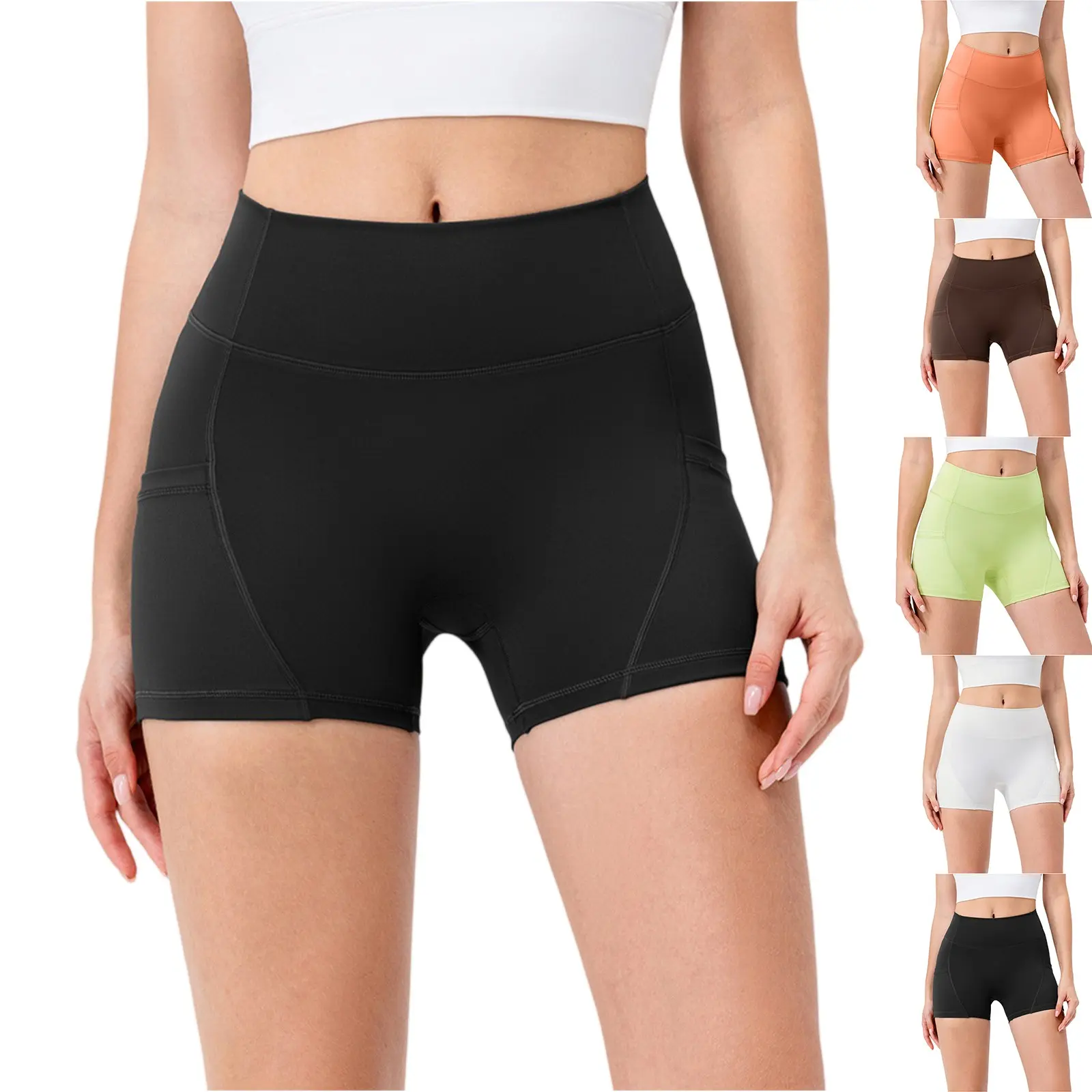 Pockets Workout Gym Legging Women Cycling Shorts Quick-Dry Yoga Clothes Breathable High Waist Sports Shorts Female